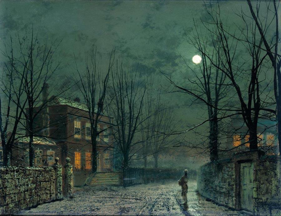 Atkinson The Old Hall Under Moonlight