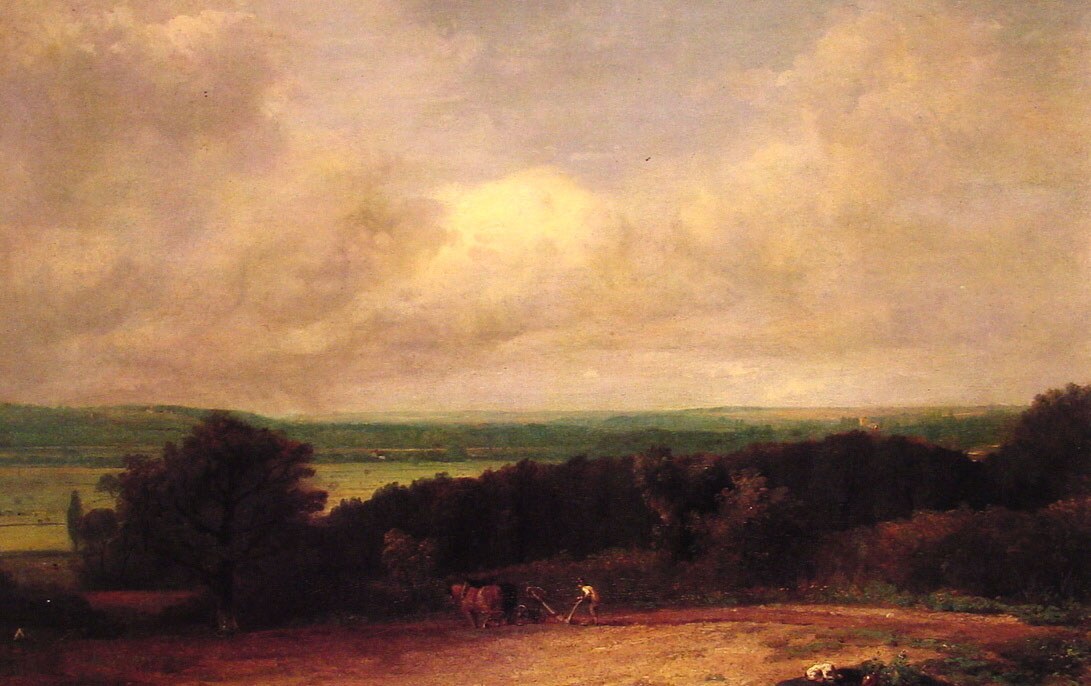 Landscape ploughing scene in Suffolk
