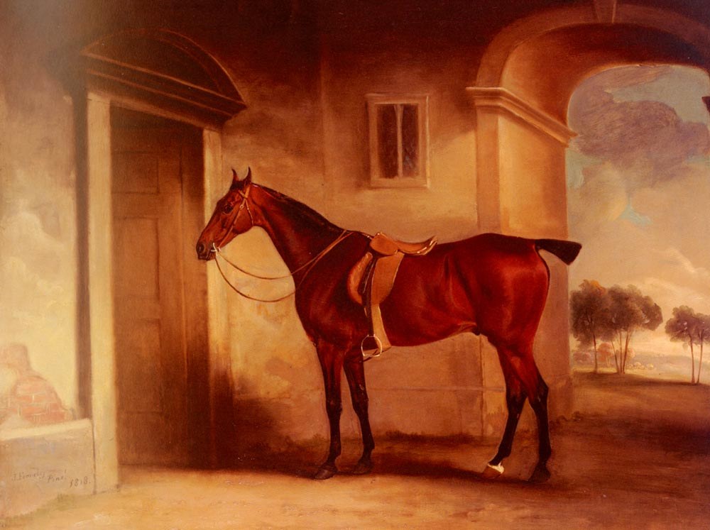 Ferneley John A Saddled Bay Hunter In A Stableyard
