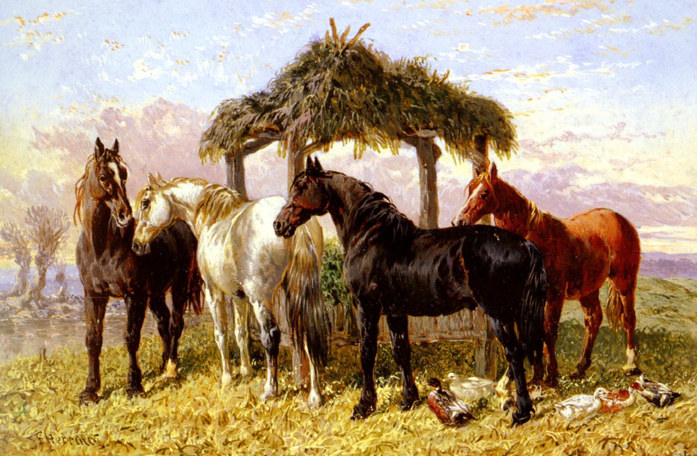 Herring Jnr John Frederick Horses And Ducks By A River