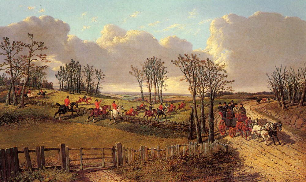 Herring Sr John Frederick A Hunting Scene With A Coach And Four On The Open Road