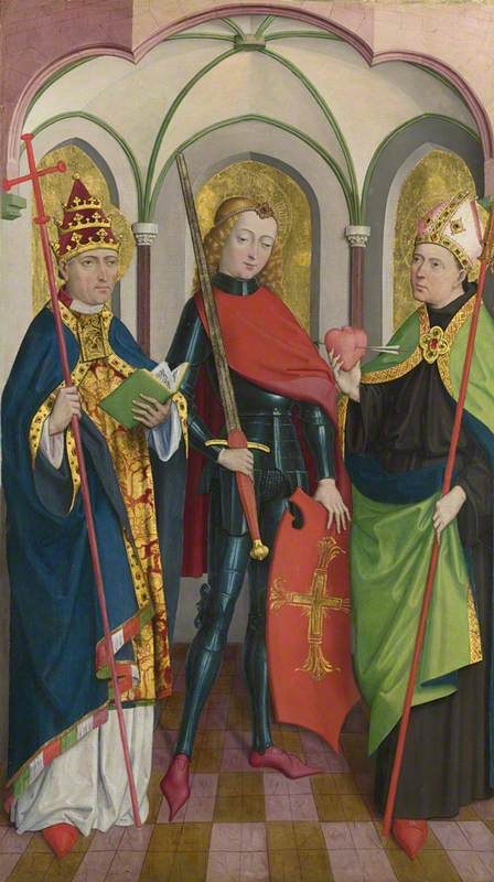 Master of Liesborn (active 1460-1490) (circle of) - Saints Gregory, Maurice and Augustine - NG255 - National Gallery.jpg