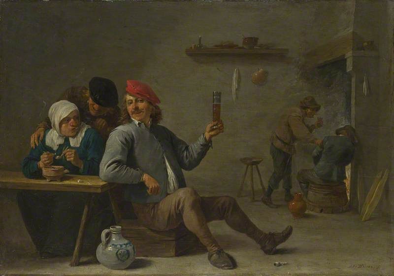 David Teniers II (1610-1690) - A Man holding a Glass and an Old Woman lighting a Pipe - NG158 - National Gallery.jpg