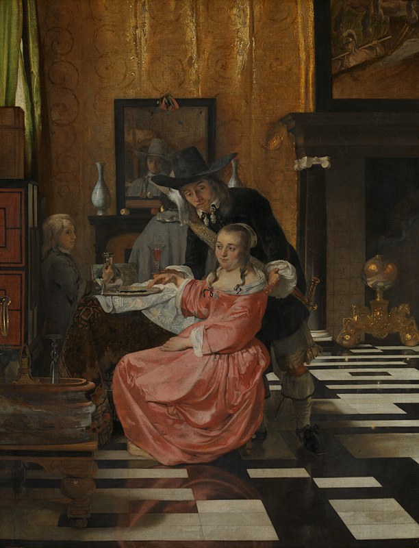 Possibly by Ludolf de Jongh - An Interior, with a Woman refusing a Glass of Wine, probably 1660-5.jpg