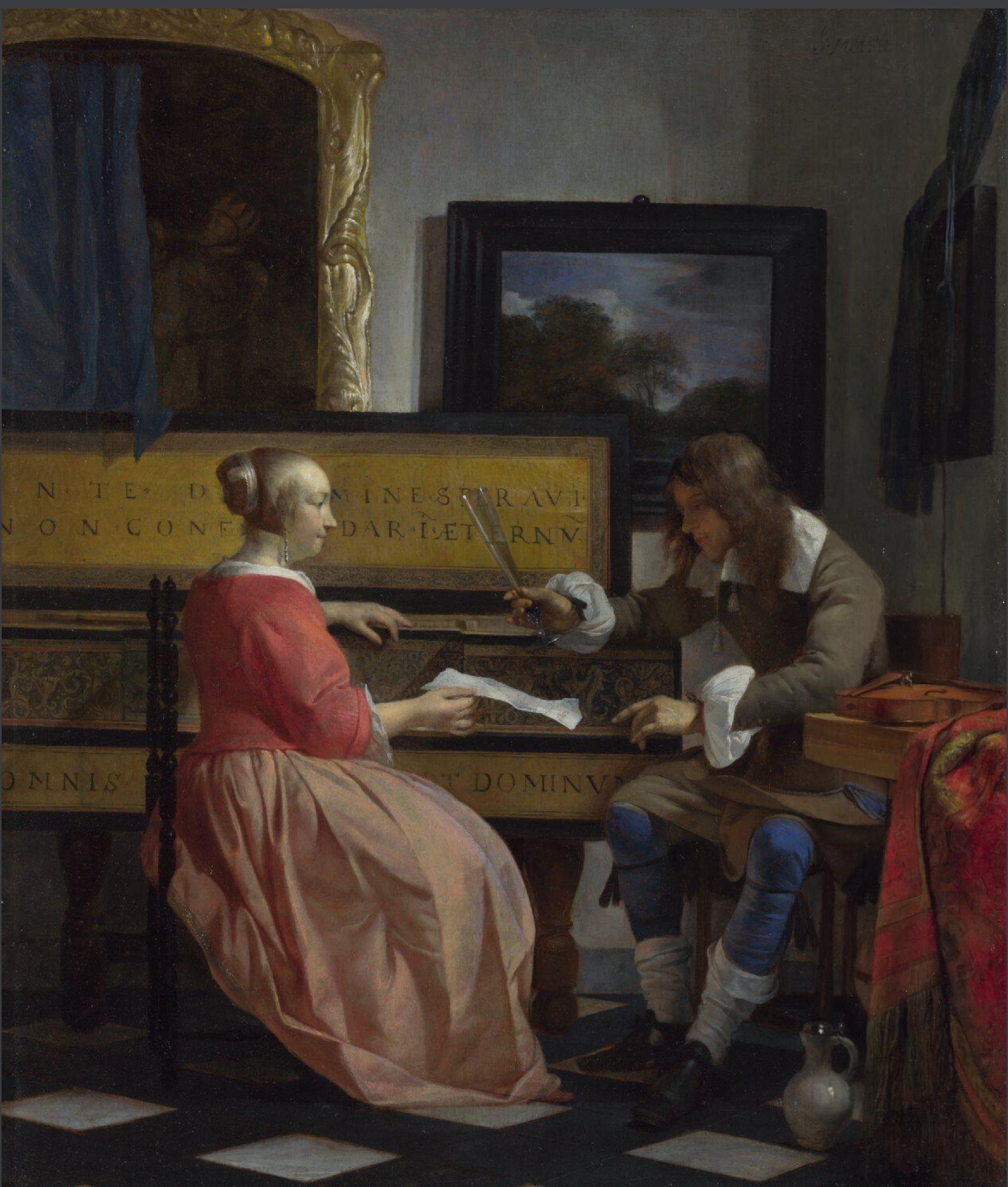 A Man and a Woman seated by a Virginal by Gabriël Metsu.png