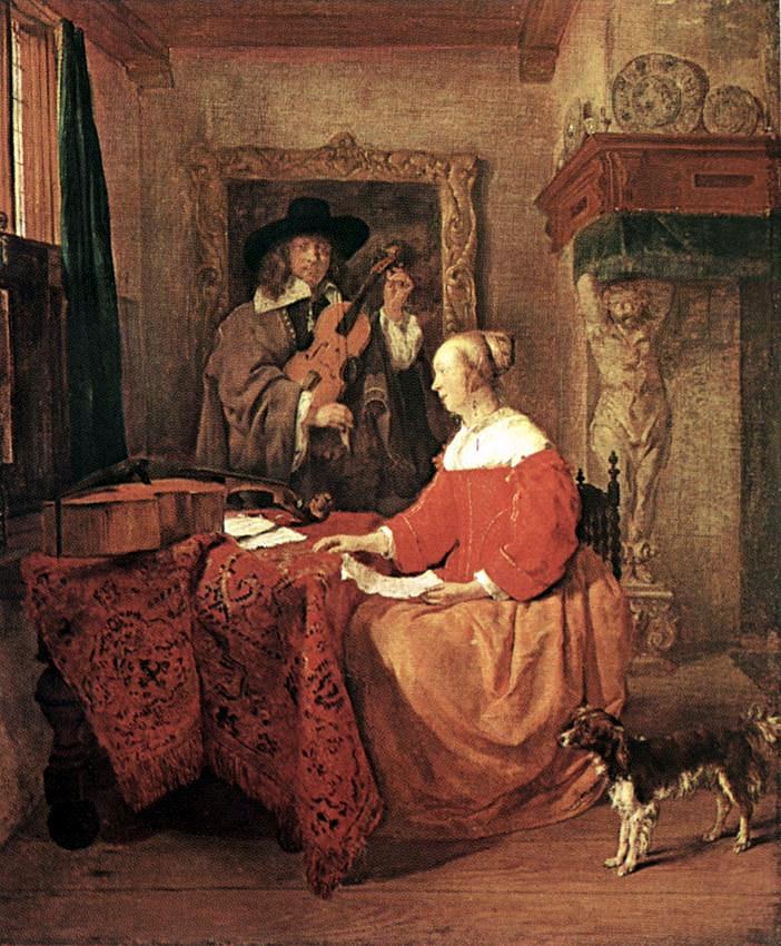 Gabriël Metsu - A Woman Seated at a Table and a Man Tuning a Violin - WGA15101.jpg