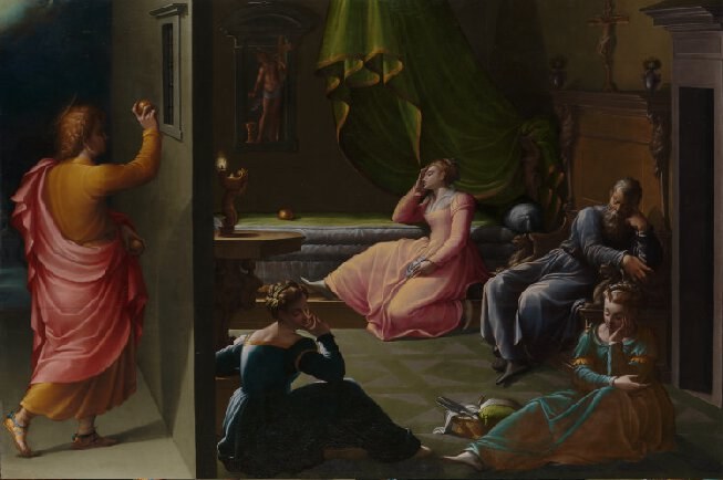 Charity of St Nicholas by G.Macchietti (1555-60, Nat.Gall.).jpg