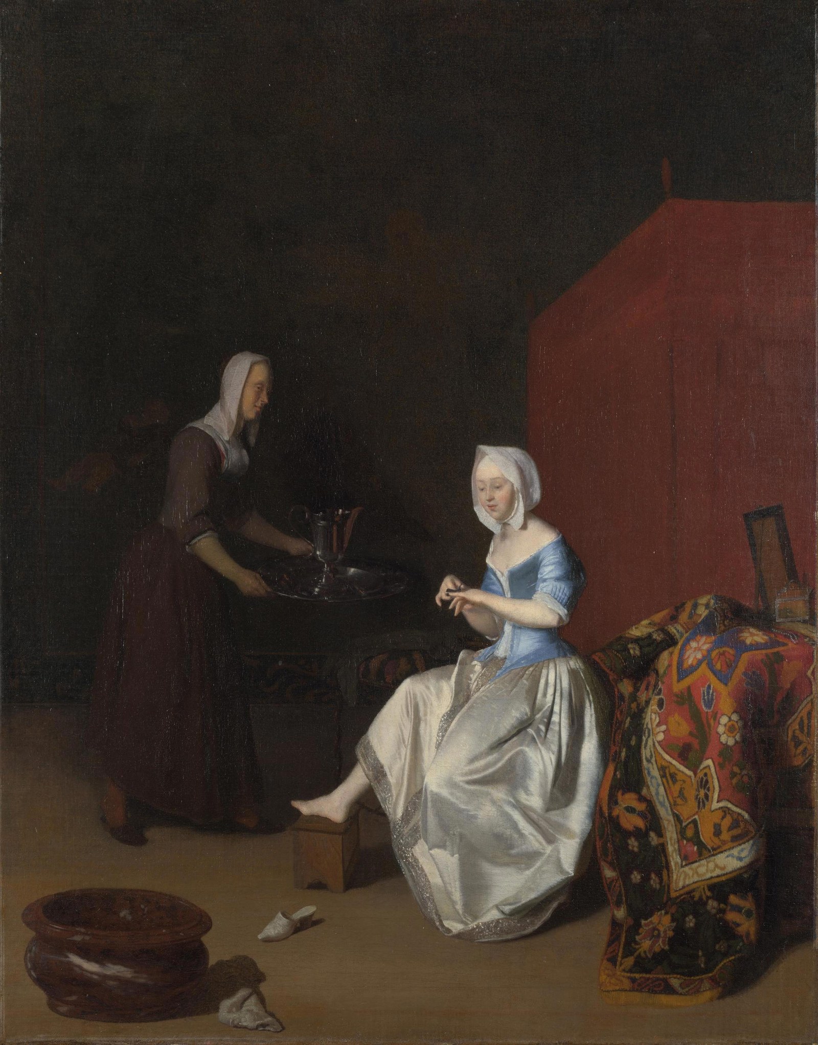 A Young Lady Trimming her Fingernails