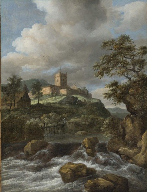 Jacob van Ruisdael - Waterfall with a castle on a hill.jpg