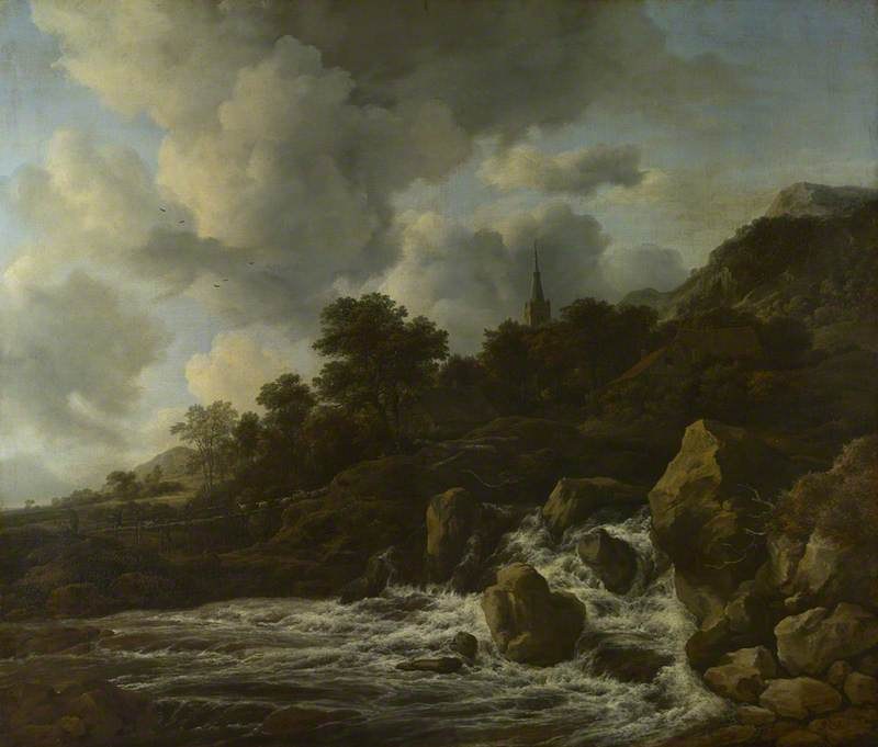 Jacob van Ruisdael - A Waterfall at the Foot of a Hill, near a Village, NG855.jpg
