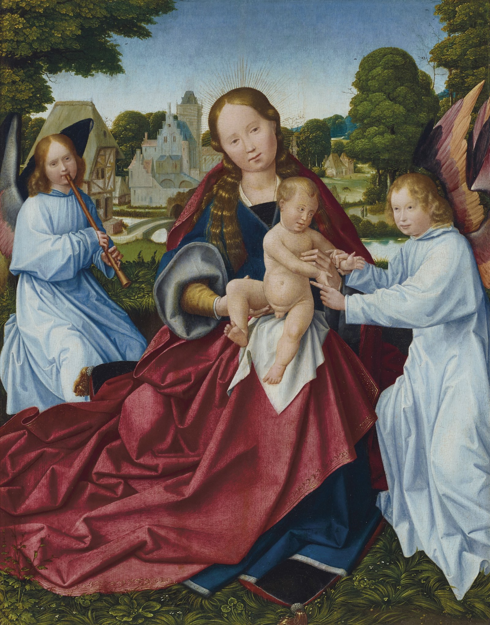 Jan Provoost - The Virgin and Child with angels in a landscape, a village beyond, lot-6282017.jpg