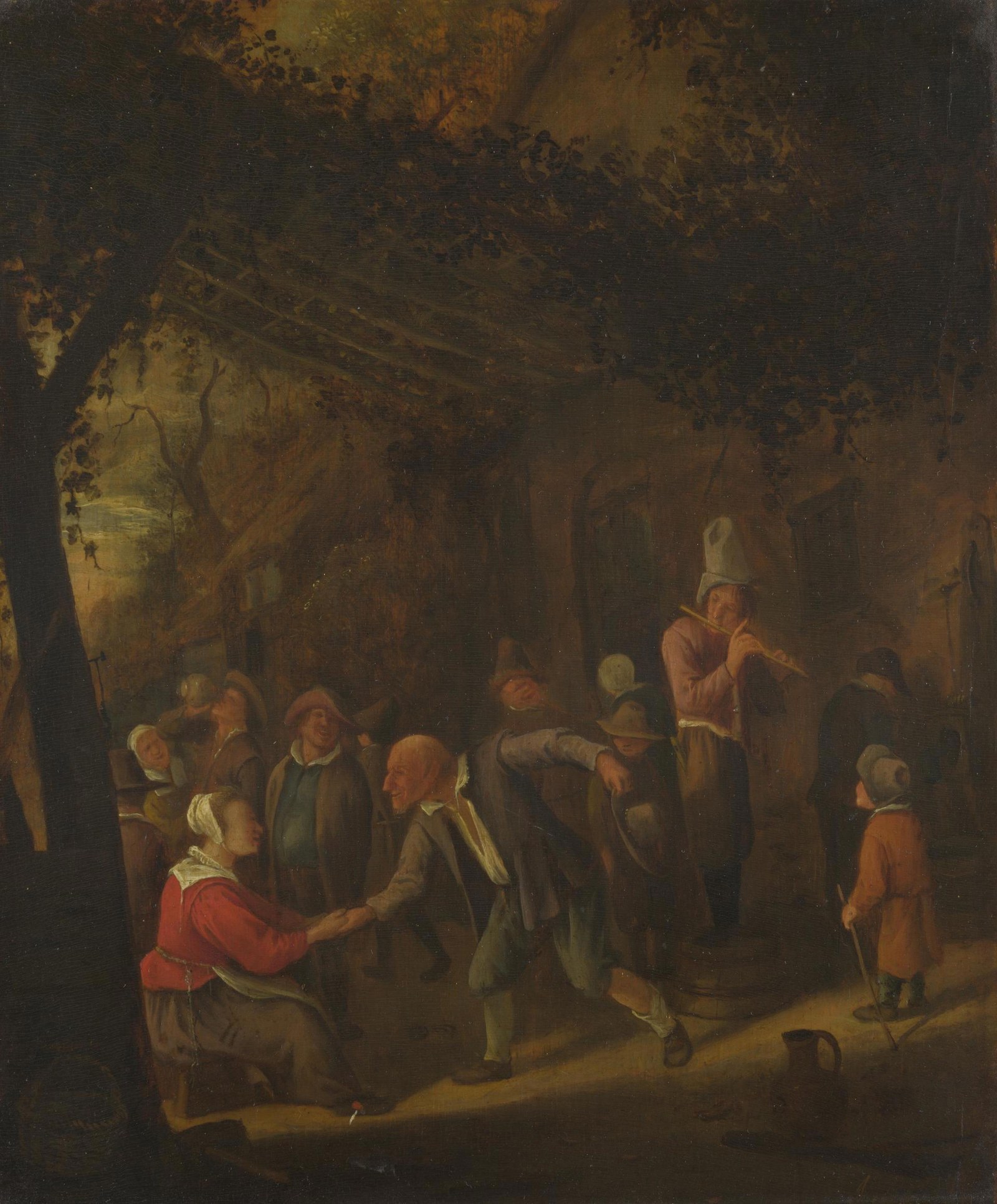 Peasants merry-making outside an Inn