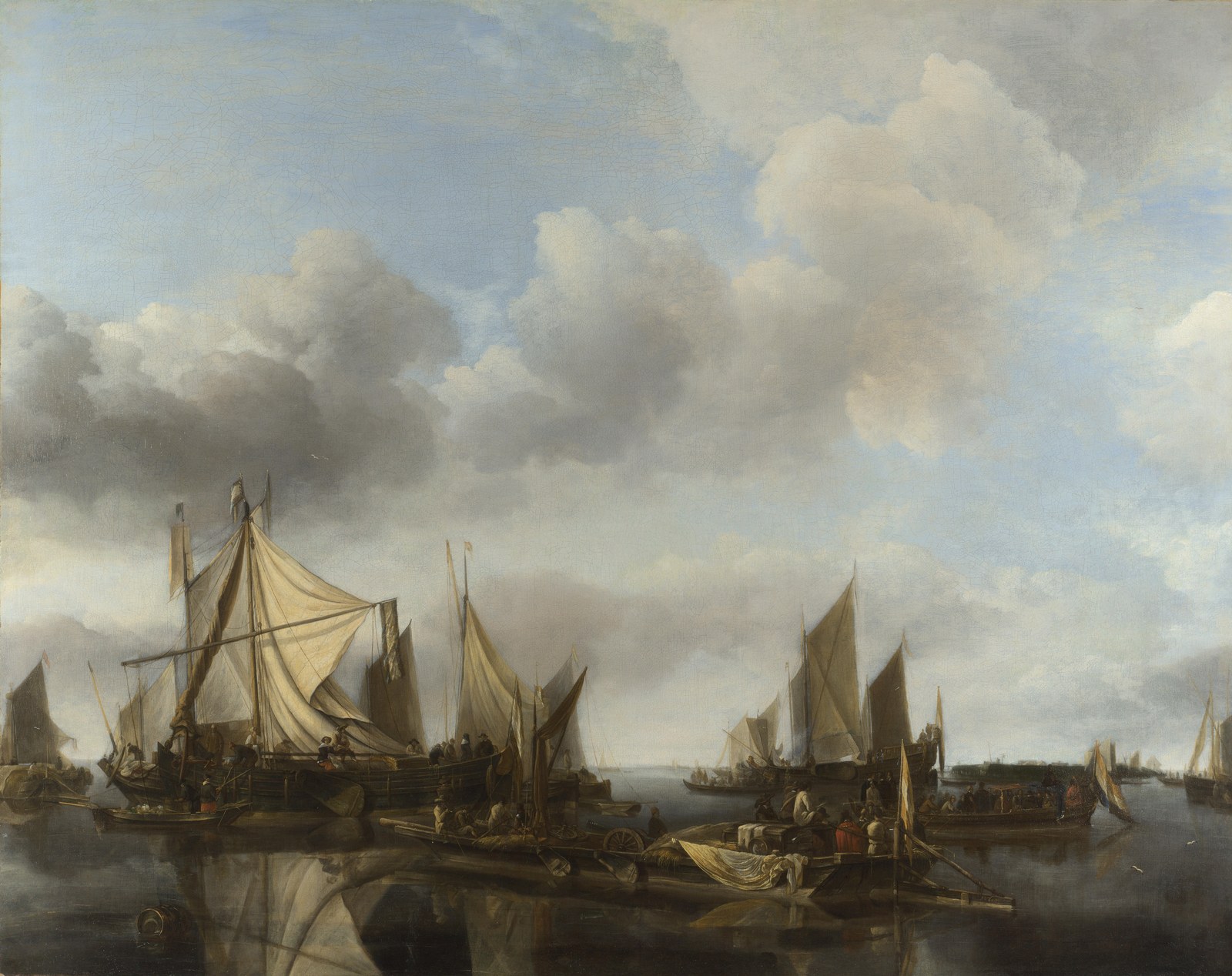 A River Scene with a Large Ferry and numerous vessels.jpg