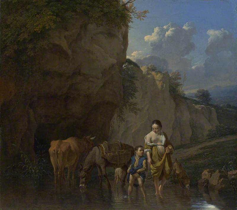 Karel Dujardin (1626-1678) - A Woman and a Boy with Animals at a Ford - NG827 - National Gallery.jpg