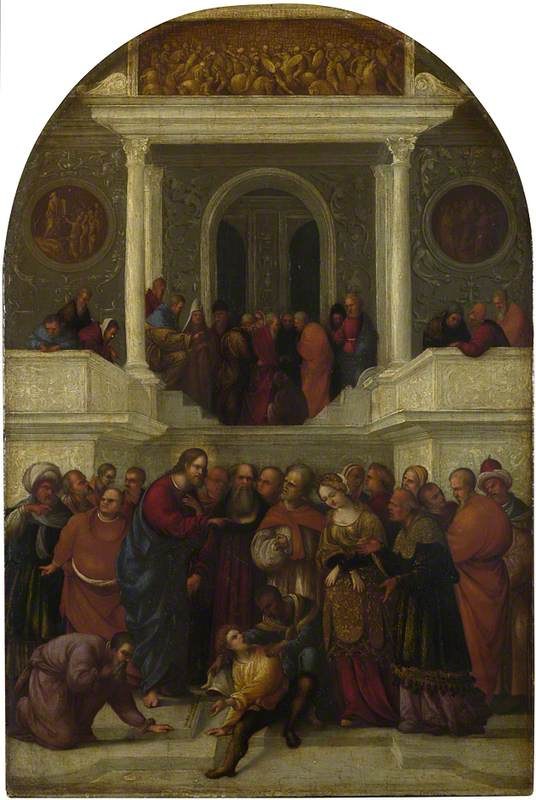 Lodovico Mazzolino (c.1480-c.1530) - Christ and the Woman taken in Adultery - NG641 - National Gallery.jpg