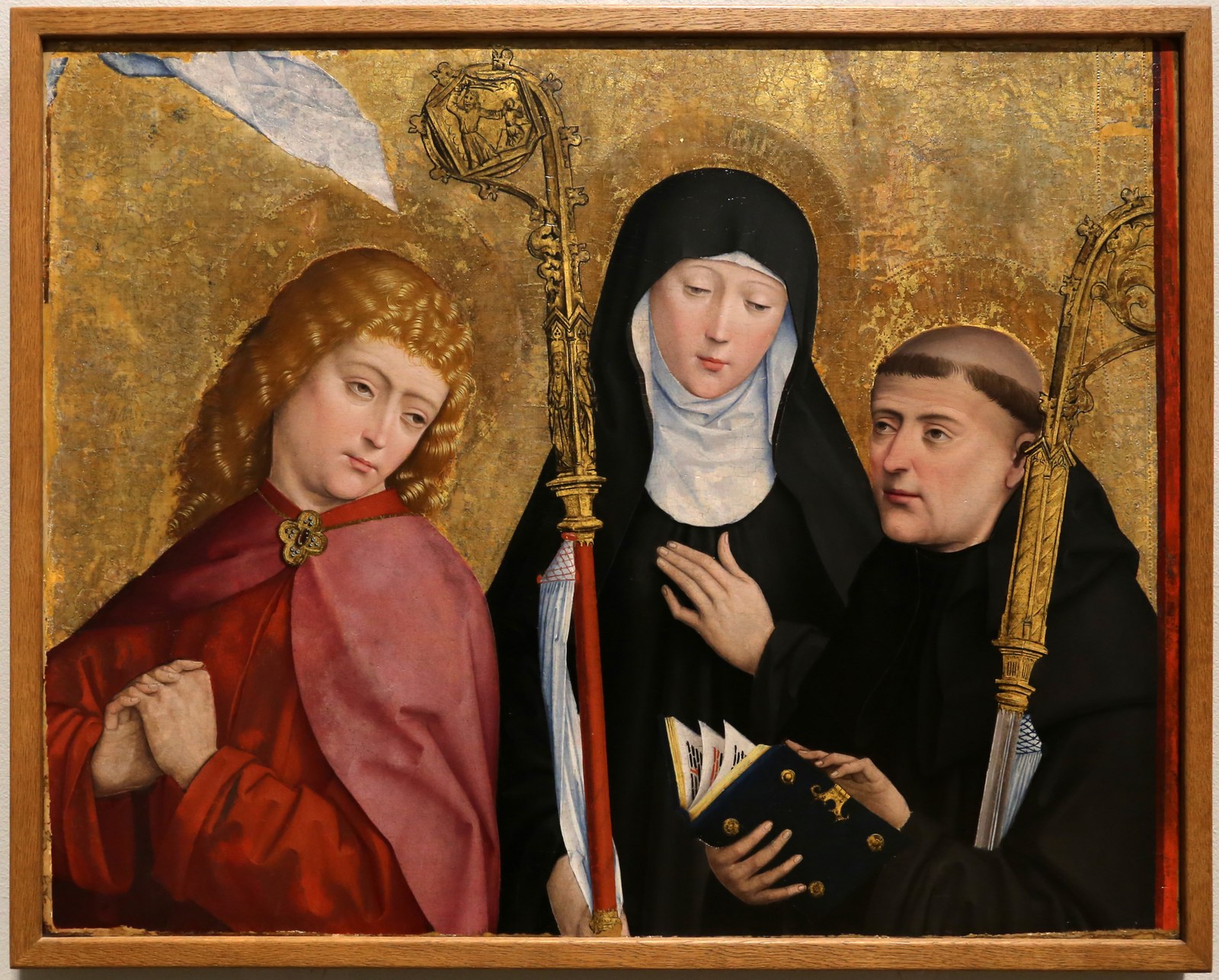 Maestro di liesborn, ss. giovanni evangelista, scolastica e benedetto, 1470-80 ca.jpg