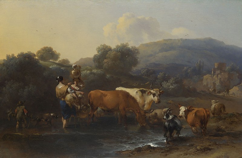 Nicolaes Berchem - Peasants with Cattle fording a Stream.jpg