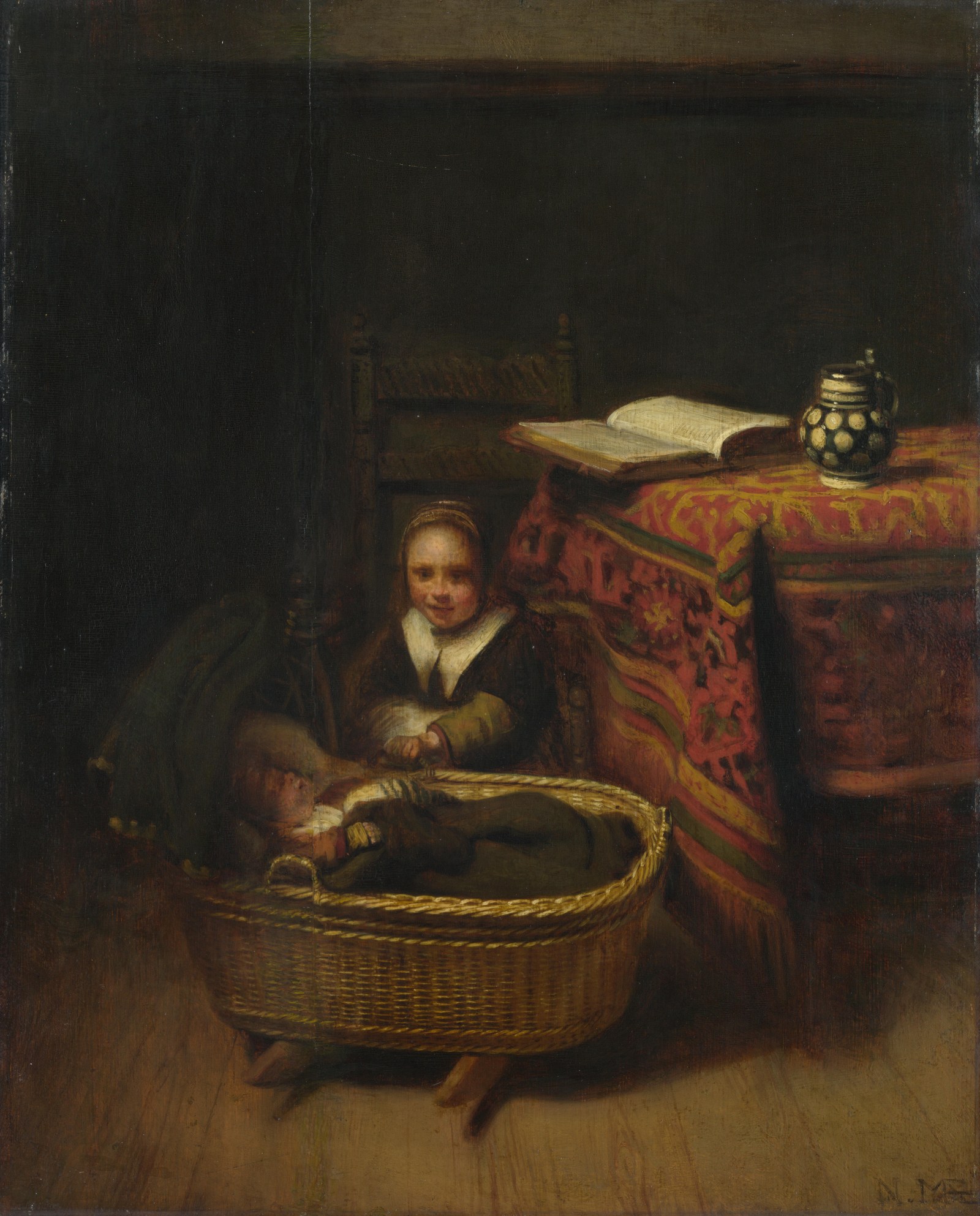 Nicolaes Maes - Young Girl at a Cradle.jpg