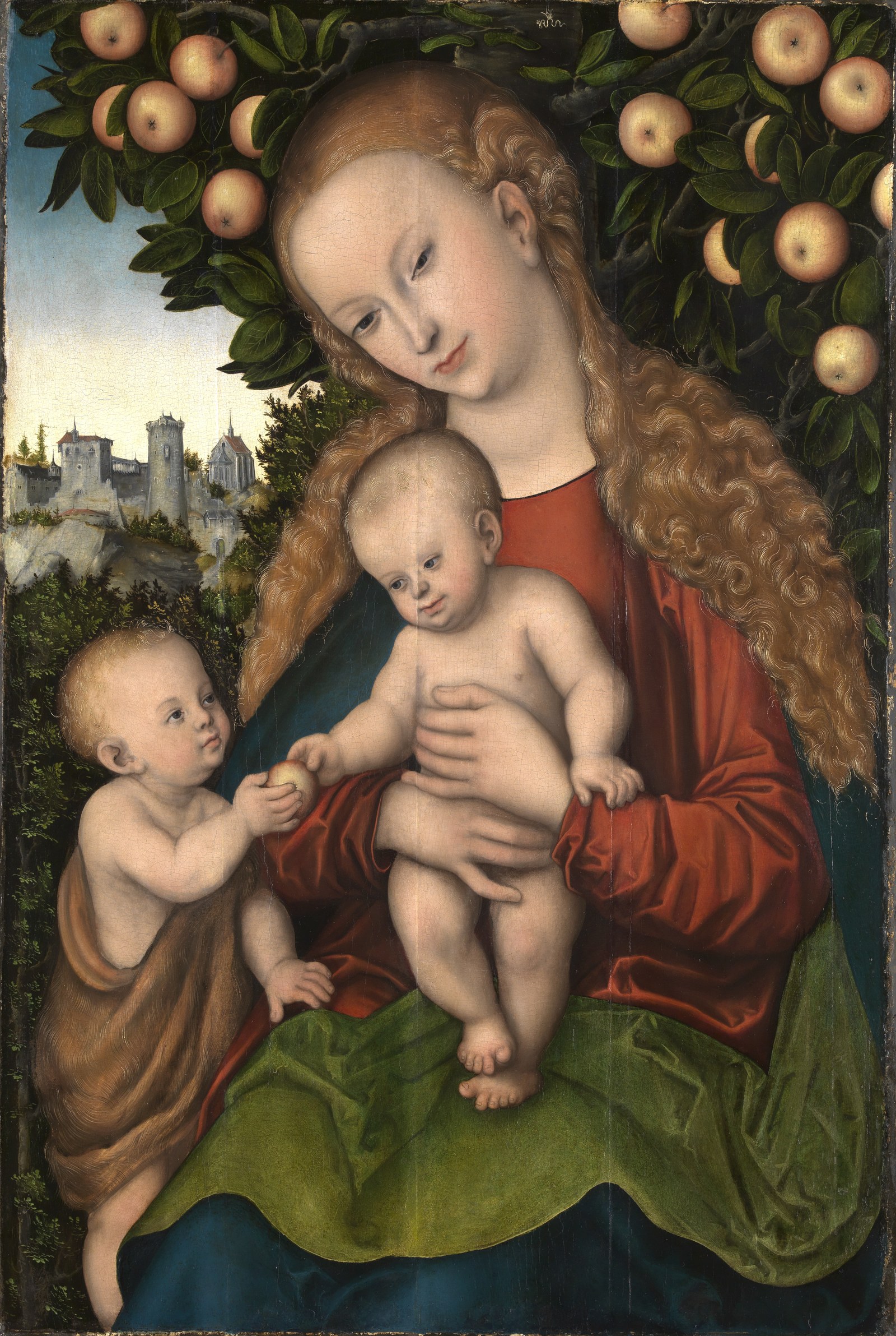 Lucas Cranach (1472) - Maria mit dem Kind und dem Johannesknaben unter dem Apfelbaum - 123 - Staatliche Kunsthalle Karlsruhe