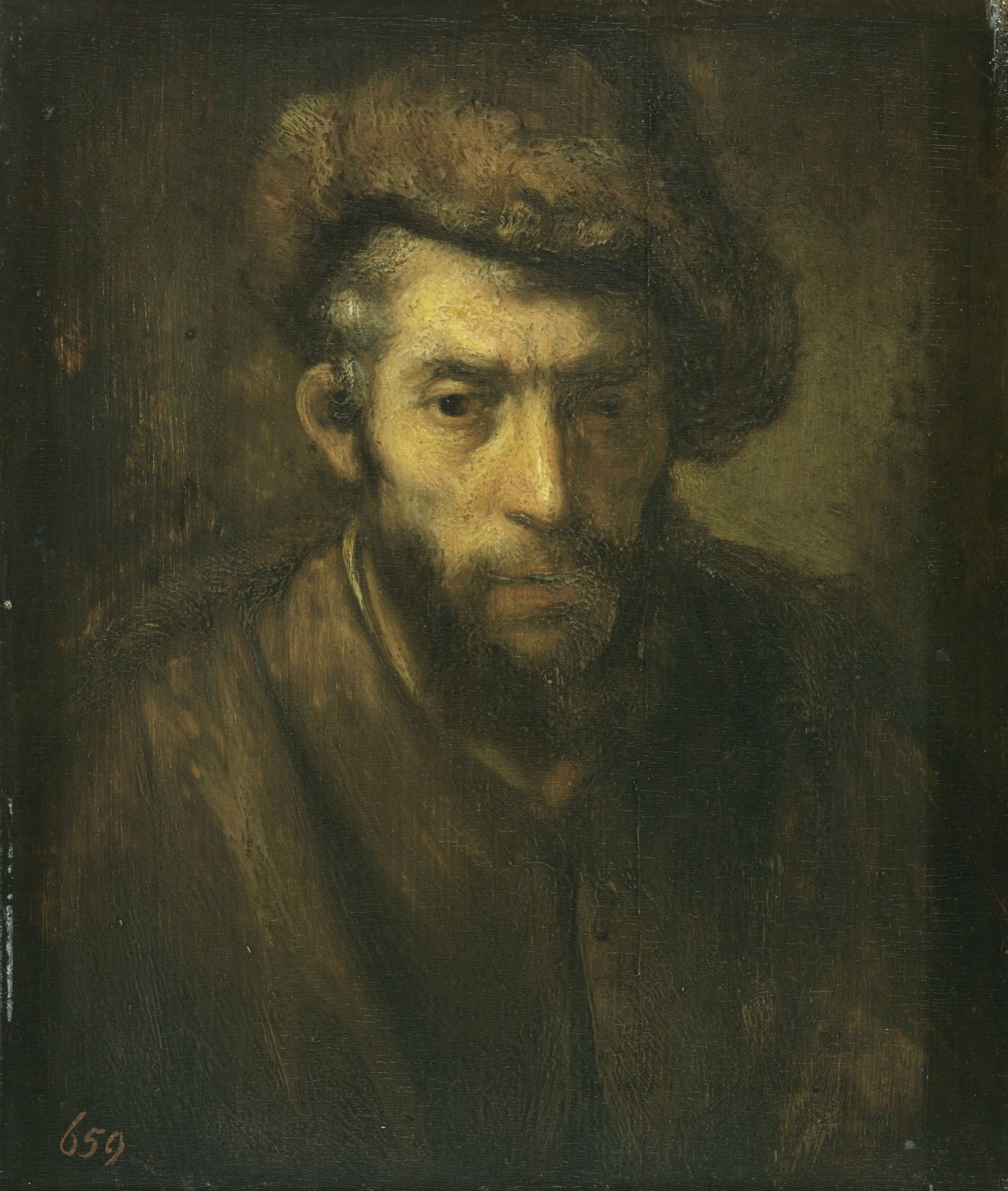 Bust of a man with a fur hat