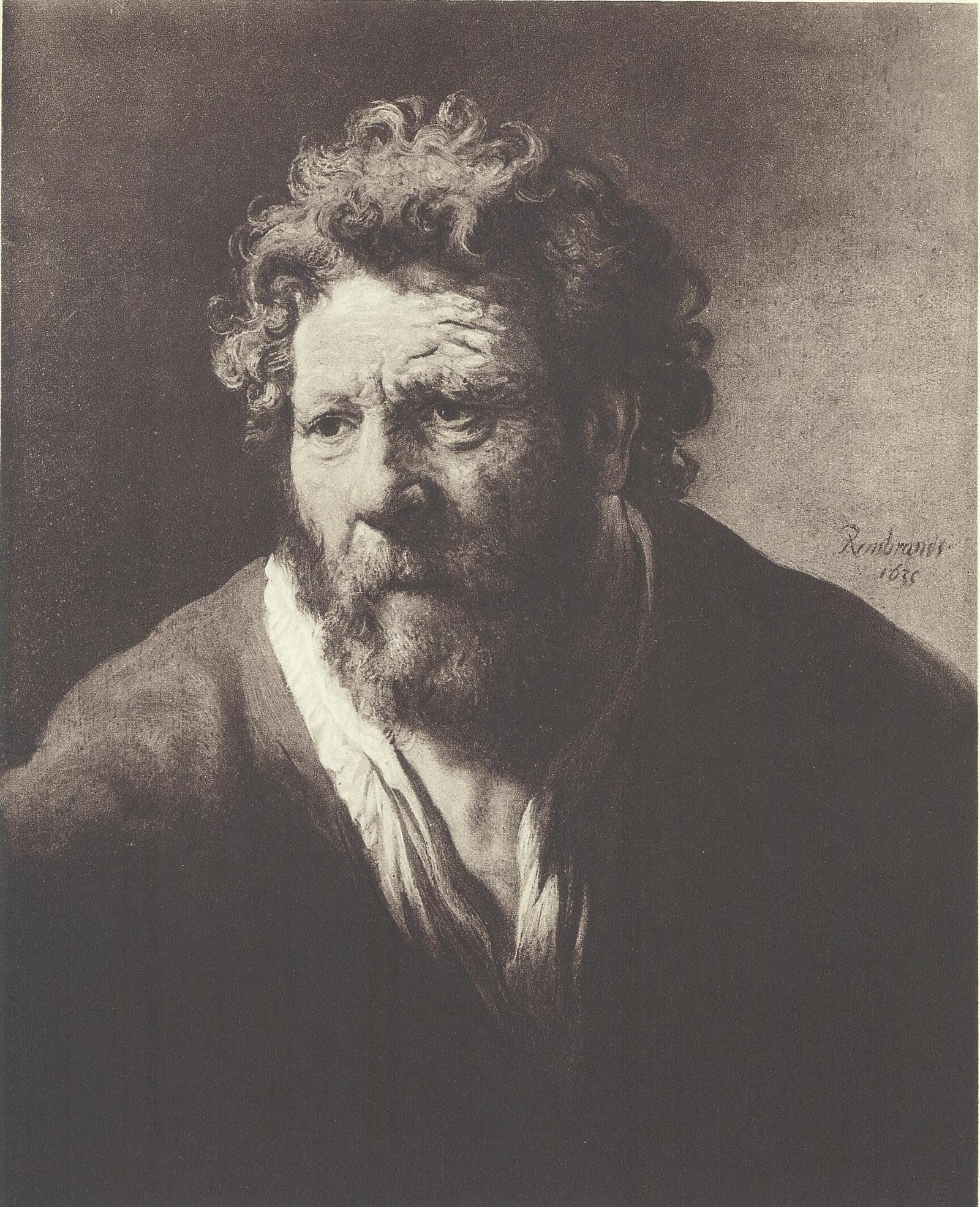 Portrait of an old man with disheveled hair