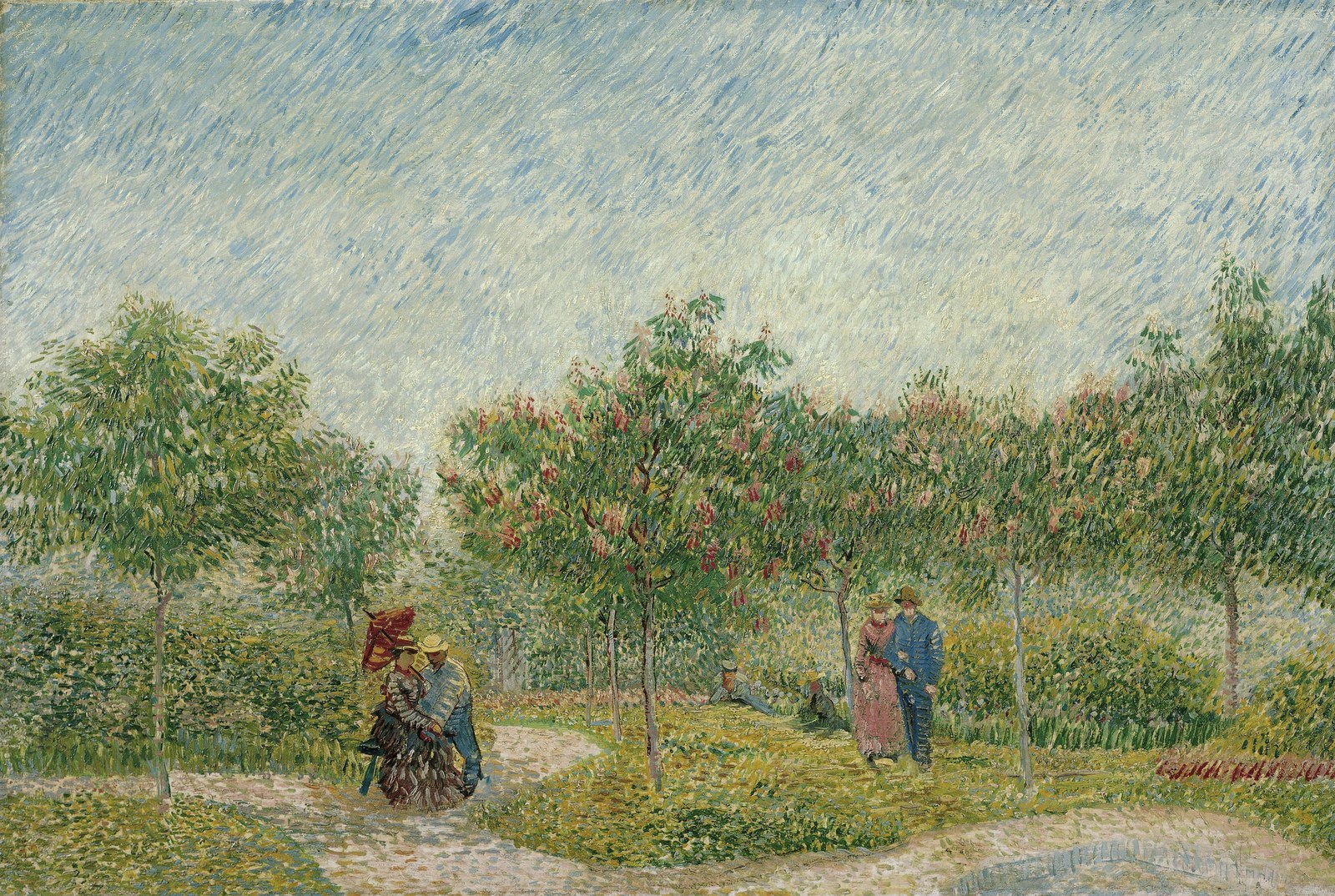 Garden with courting couples - Square Saint-Pierre
