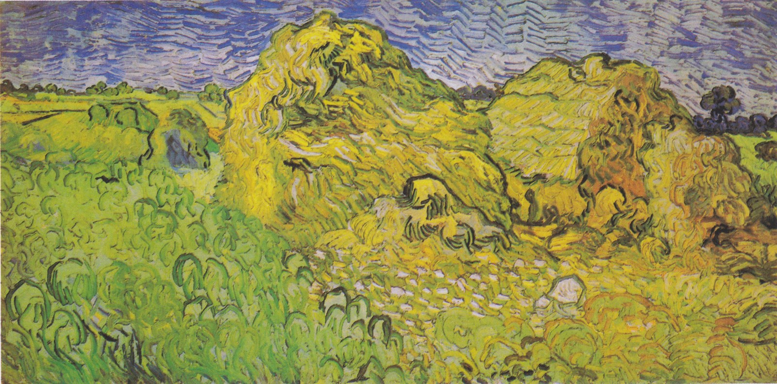 Field with Wheat Stacks