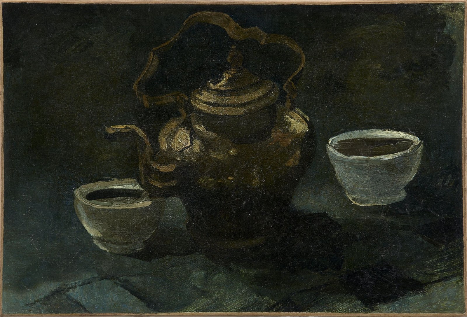 Still Life with Copper Coffeepot and Two White Bowls