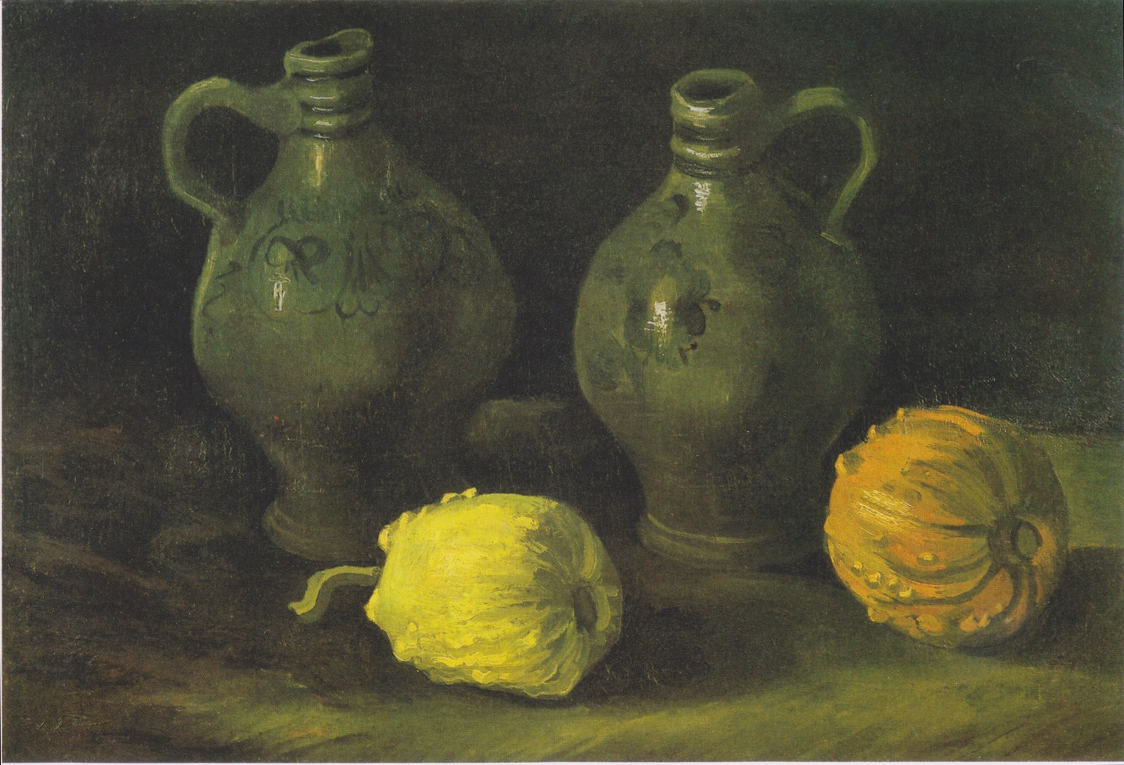 Still Life with Two Jars and Two Pumpkins