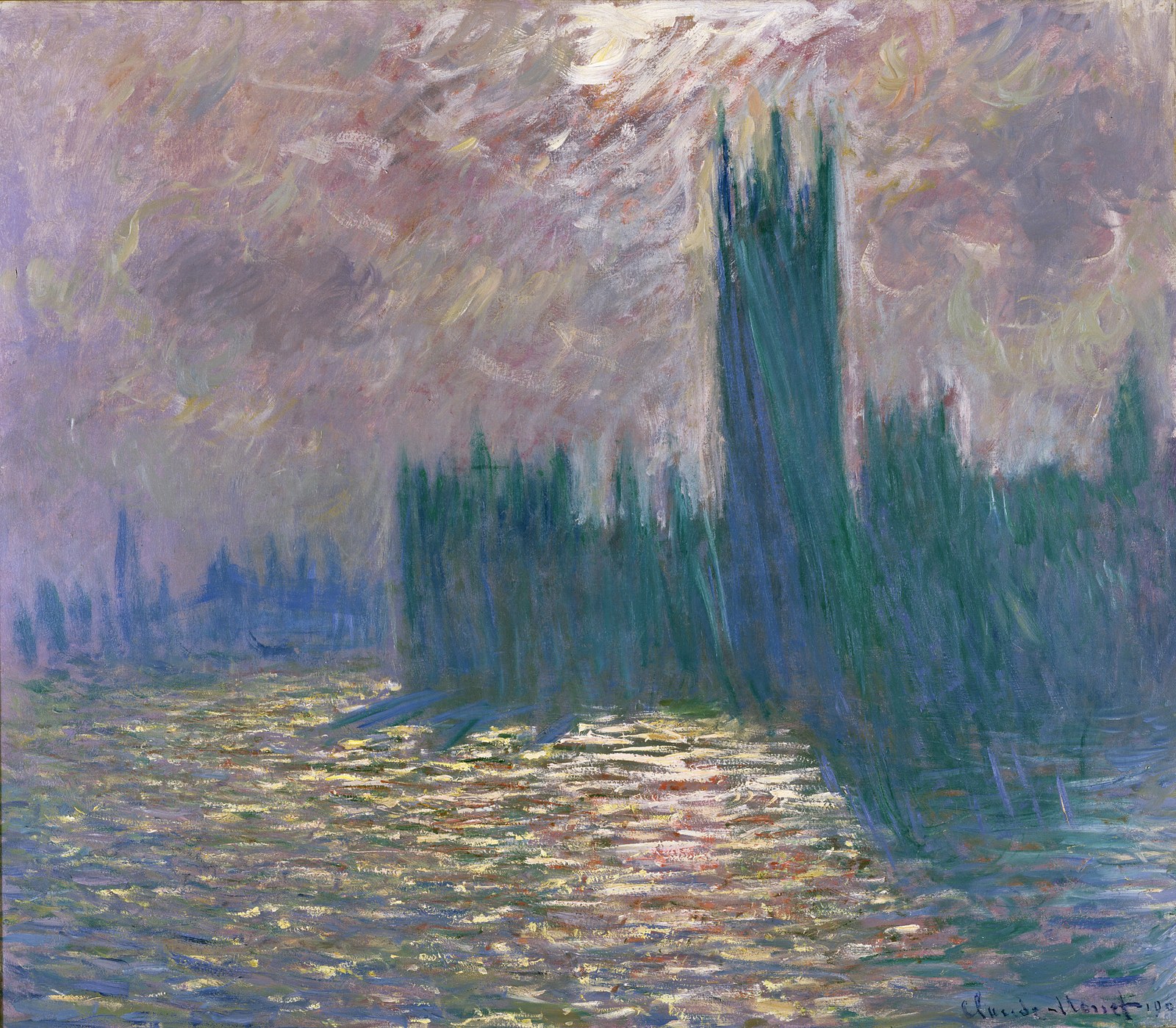 London. Parliament. Reflections on the Thames