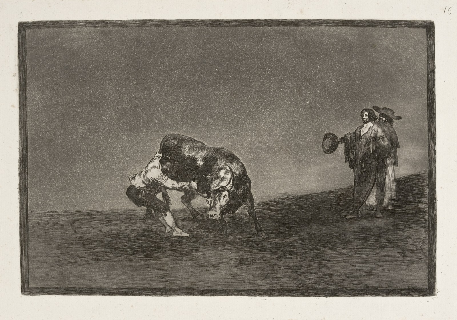 Francisco Goya y Lucientes - O famoso Martincho girando um touro na praça de Madri, da série Tauromaquia, 1815-16