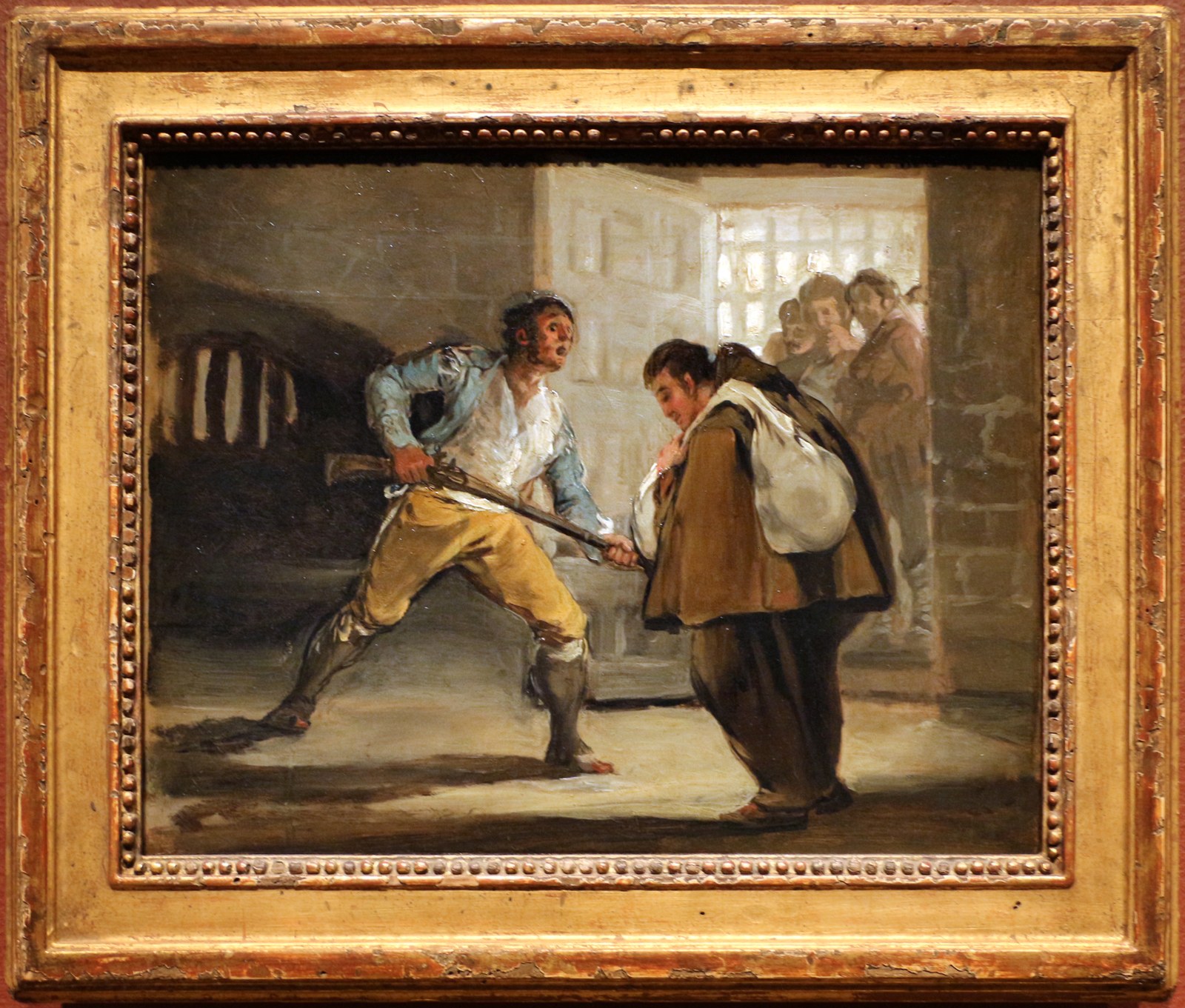 Goya, storie di fra pedro e il maragato 02 el maragato minaccia fra pedro de zaldivia con il suo fucile, 1806 ca