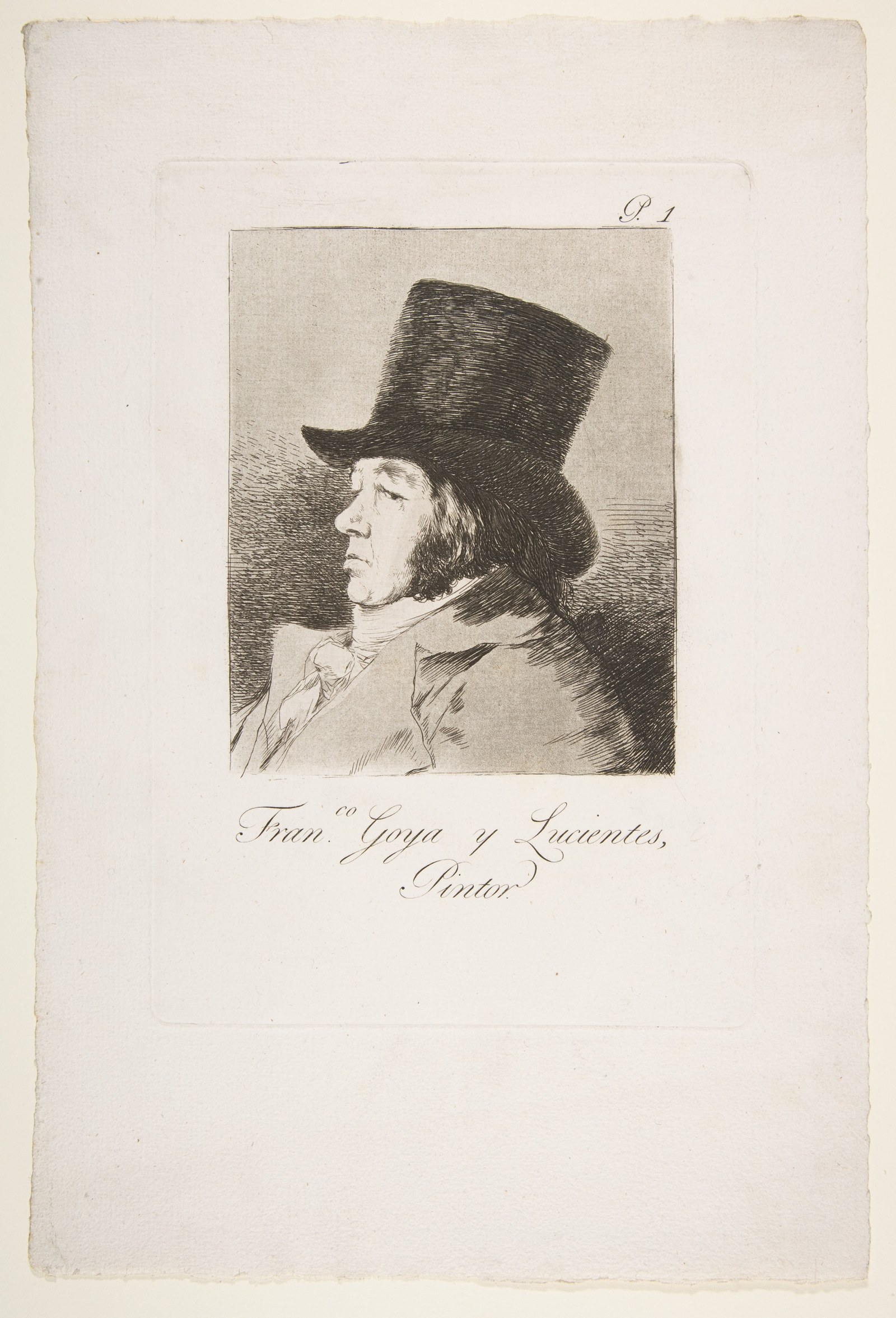 Plate 1 from 'Los Caprichos'- Self-portrait of Goya (Franco. Goya e Lucientes, Pintor) MET DP816886
