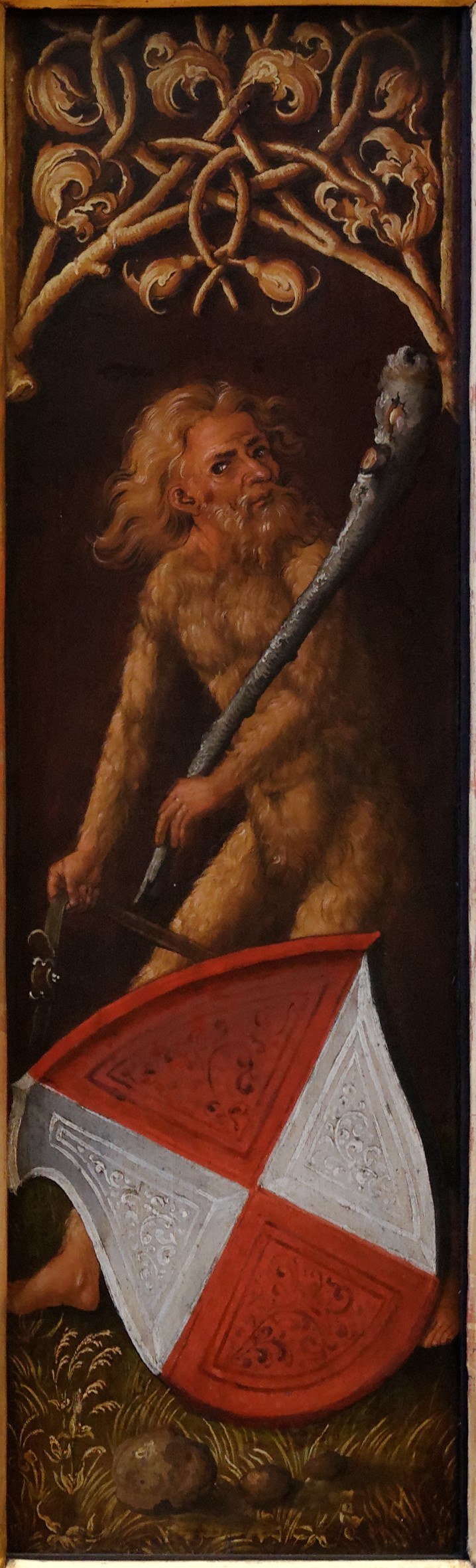 Portrait of Oswolt Krel: "Sylvan Men" with Heraldic Shields of Agathe von Esendorf