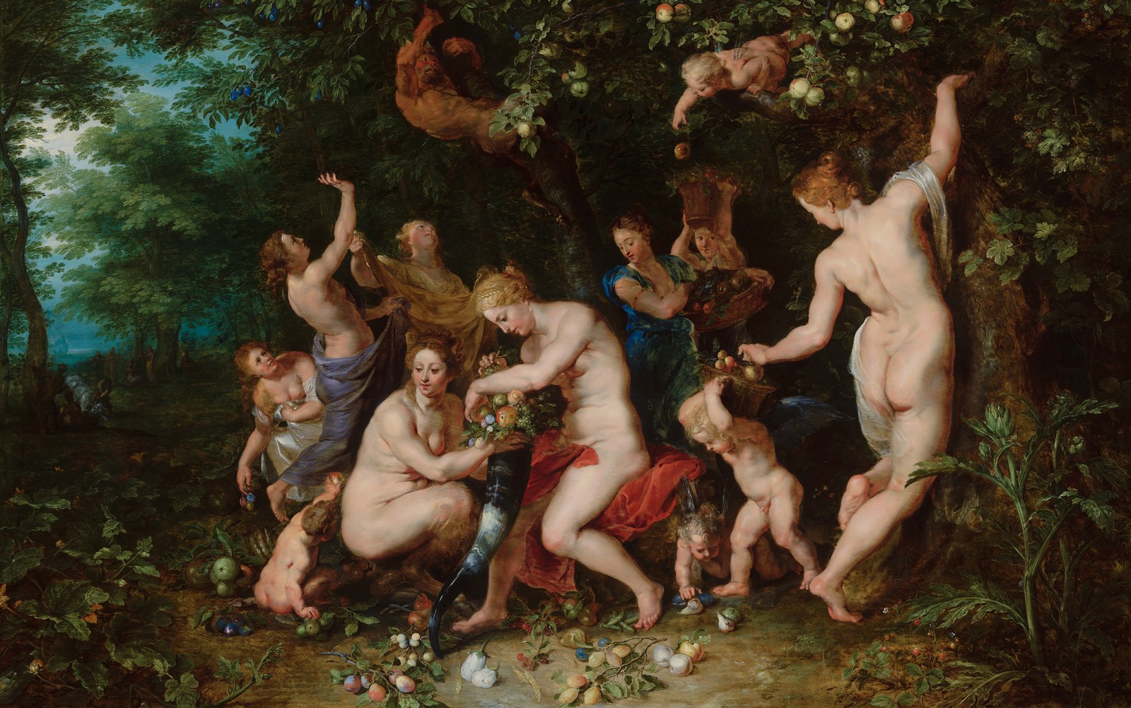 Nymphs filling the horn of plenty