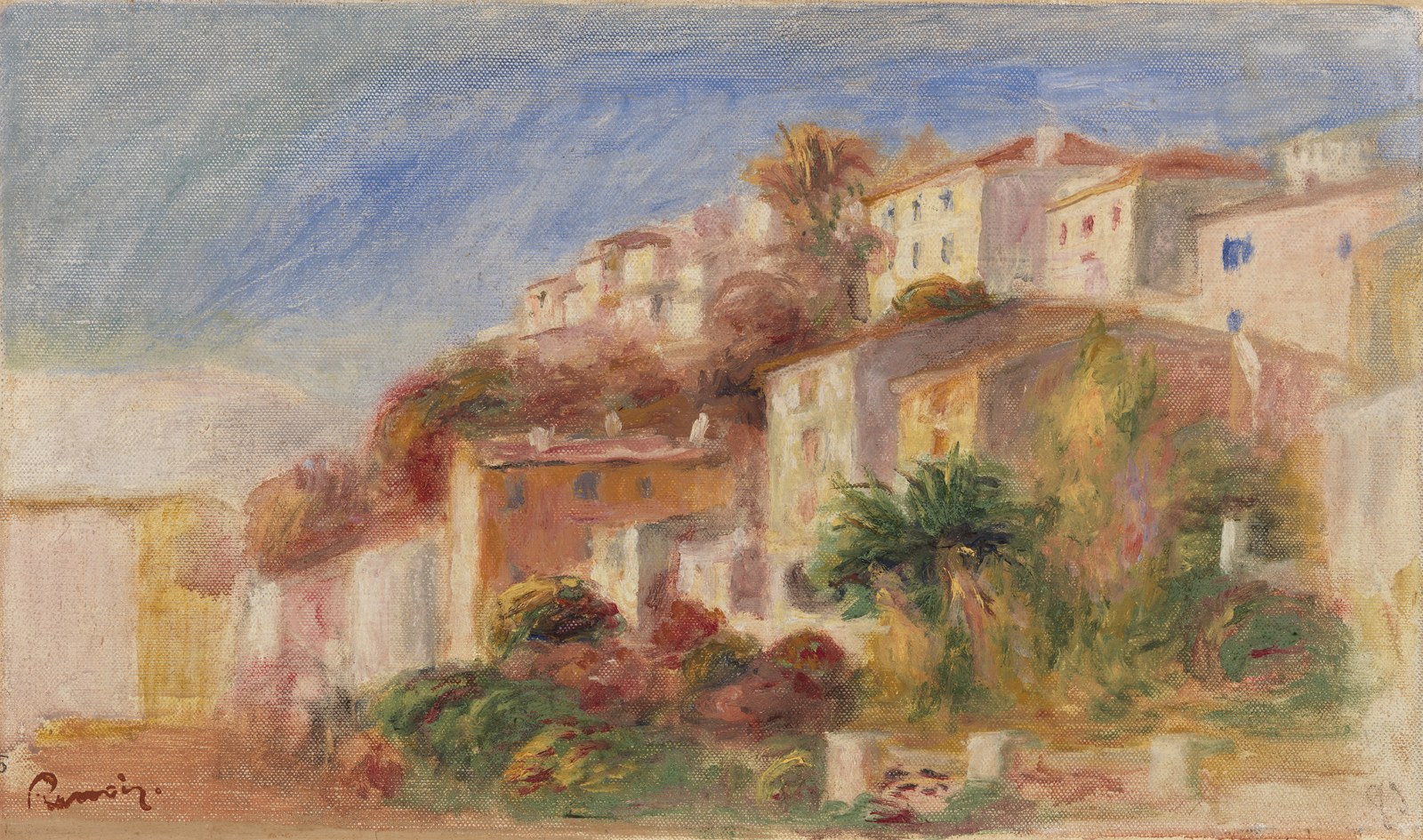 View from the Garden of the Post Office, Cagnes (Village vu du jardin de la poste, Cagnes)