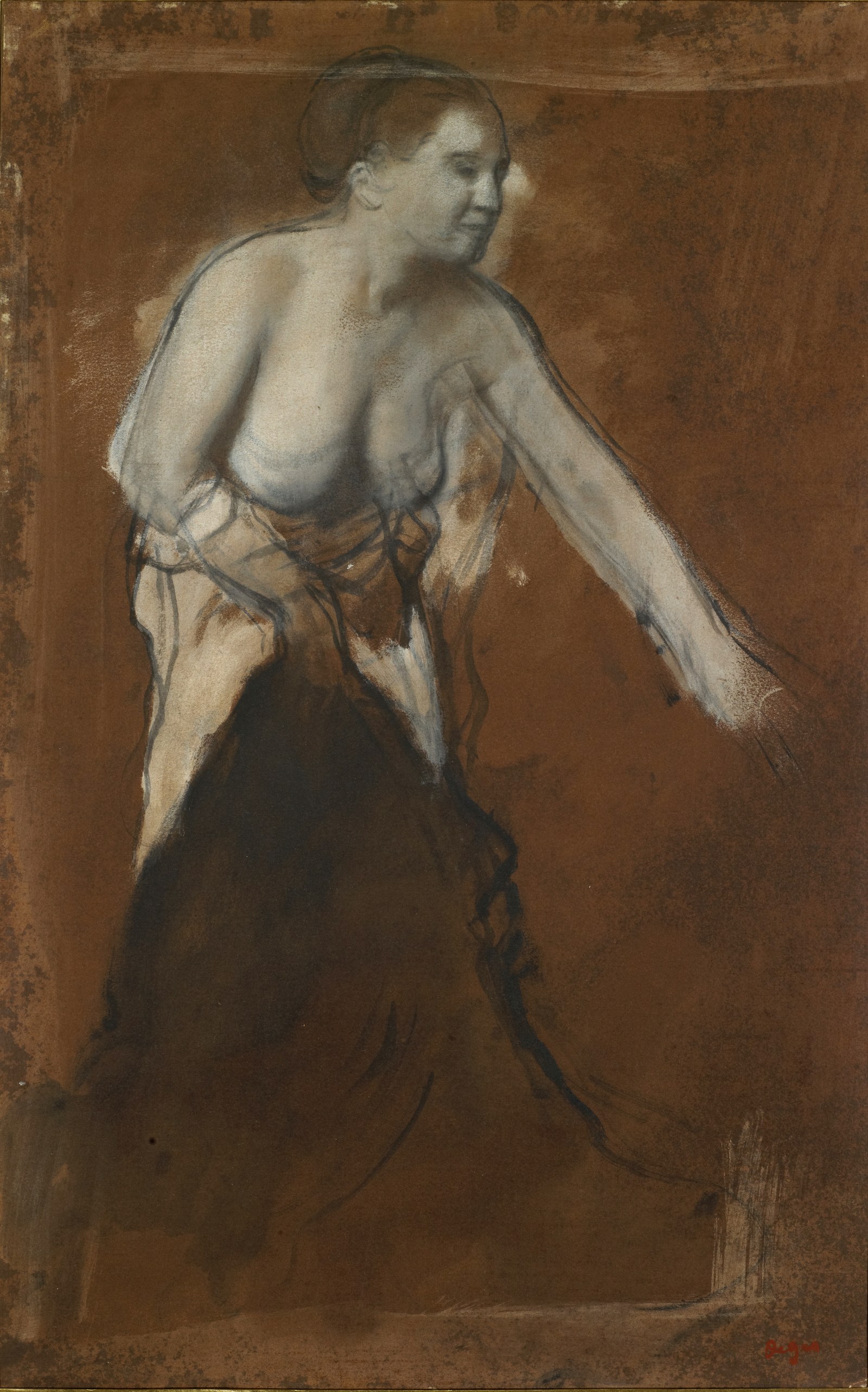 Standing Female Figure with Bared Torso