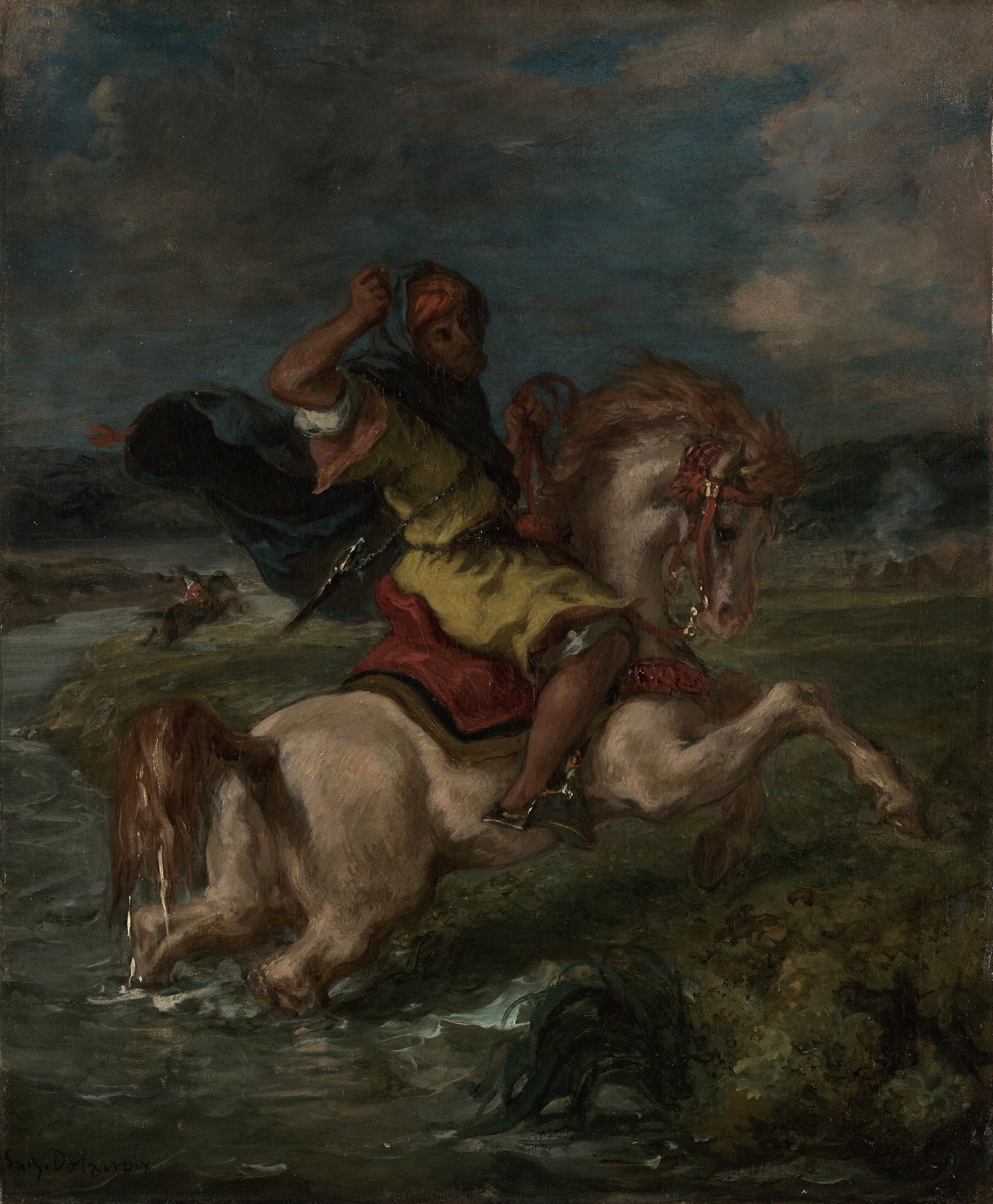 Moroccan Horseman Crossing a Ford