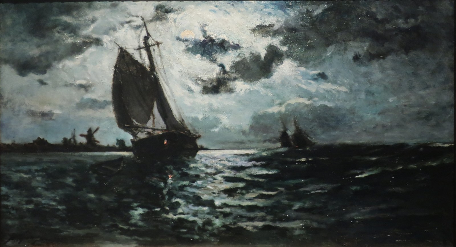 Sailing Vessel in Moonlight