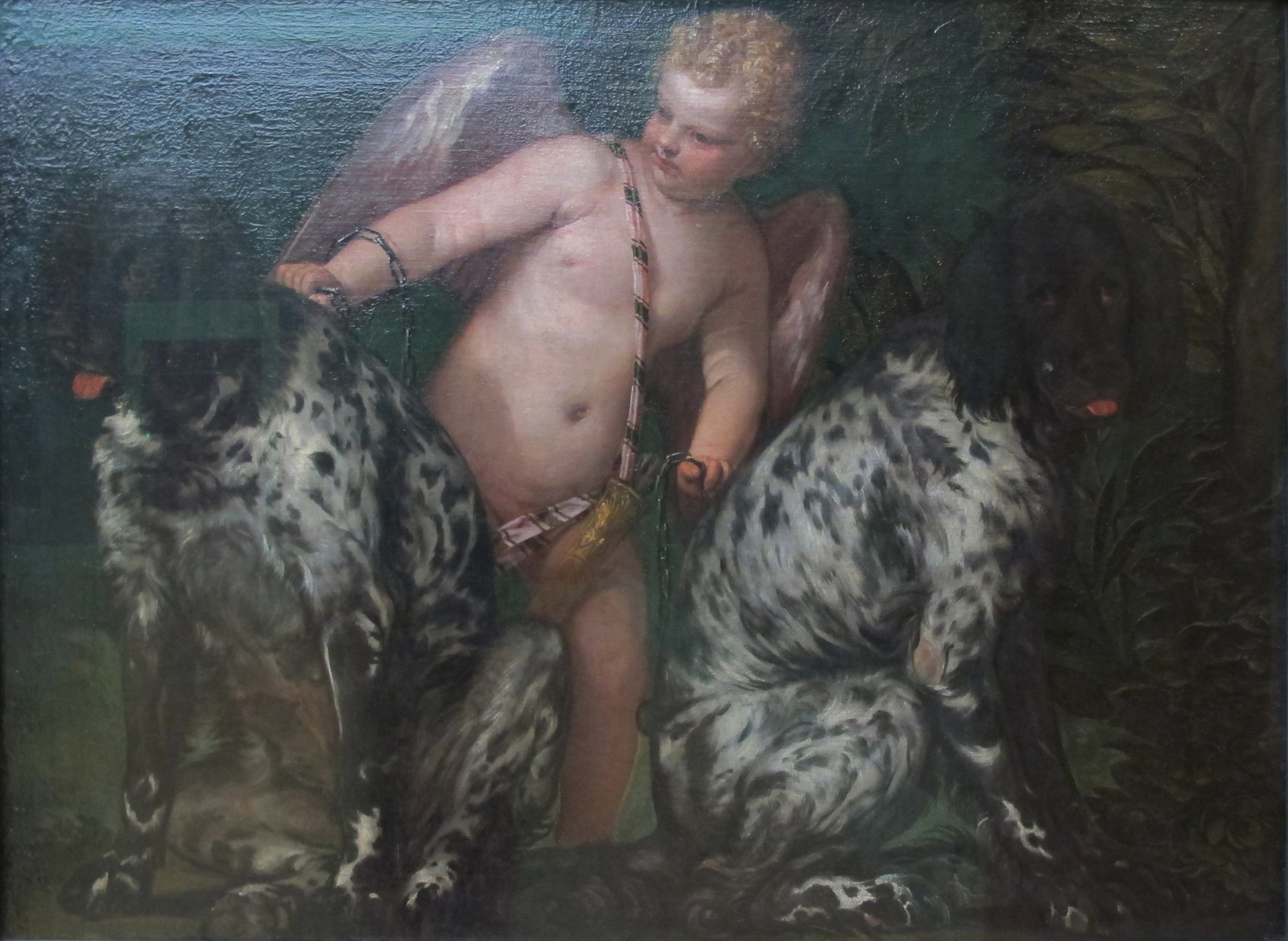 Cupid with Two Dogs