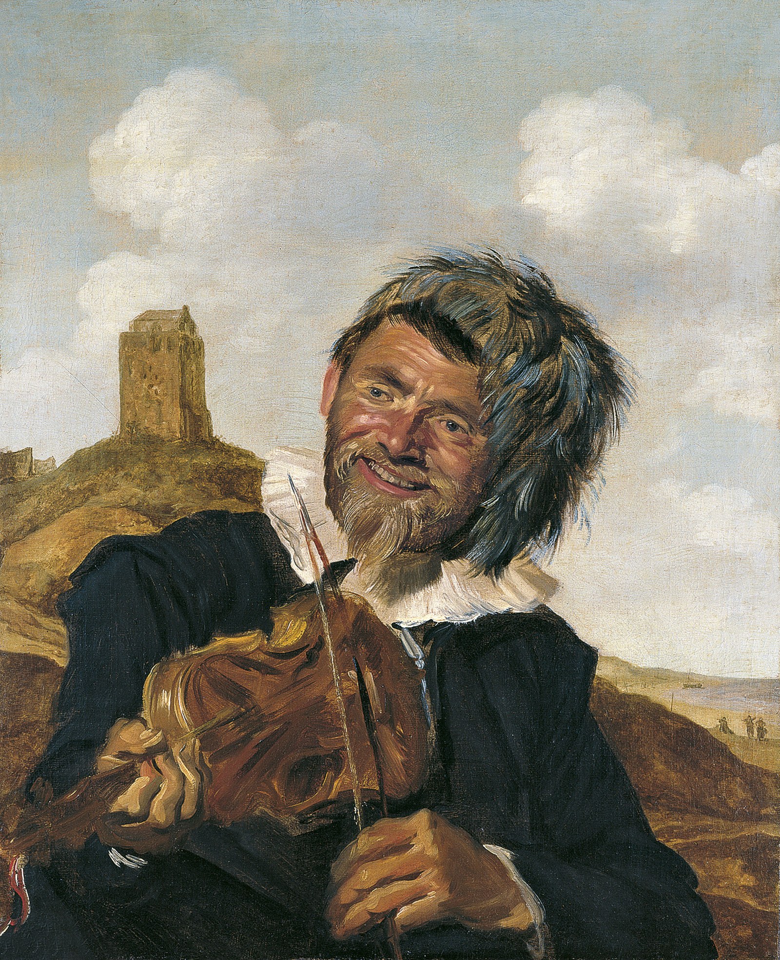 Fisherman playing the violin