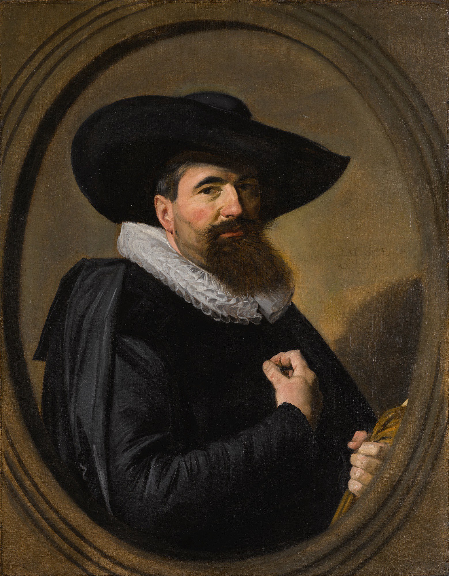 Portrait of a man with hat and ruff collar