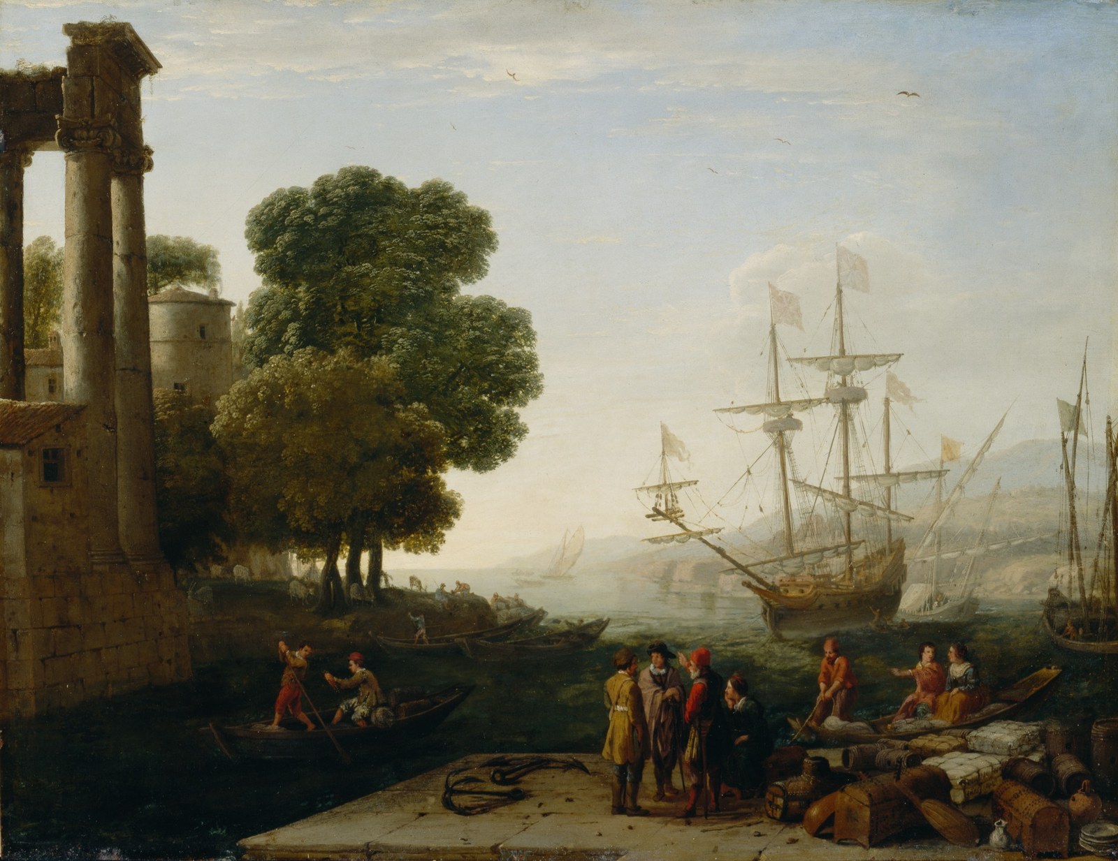 A Seaport at Sunset