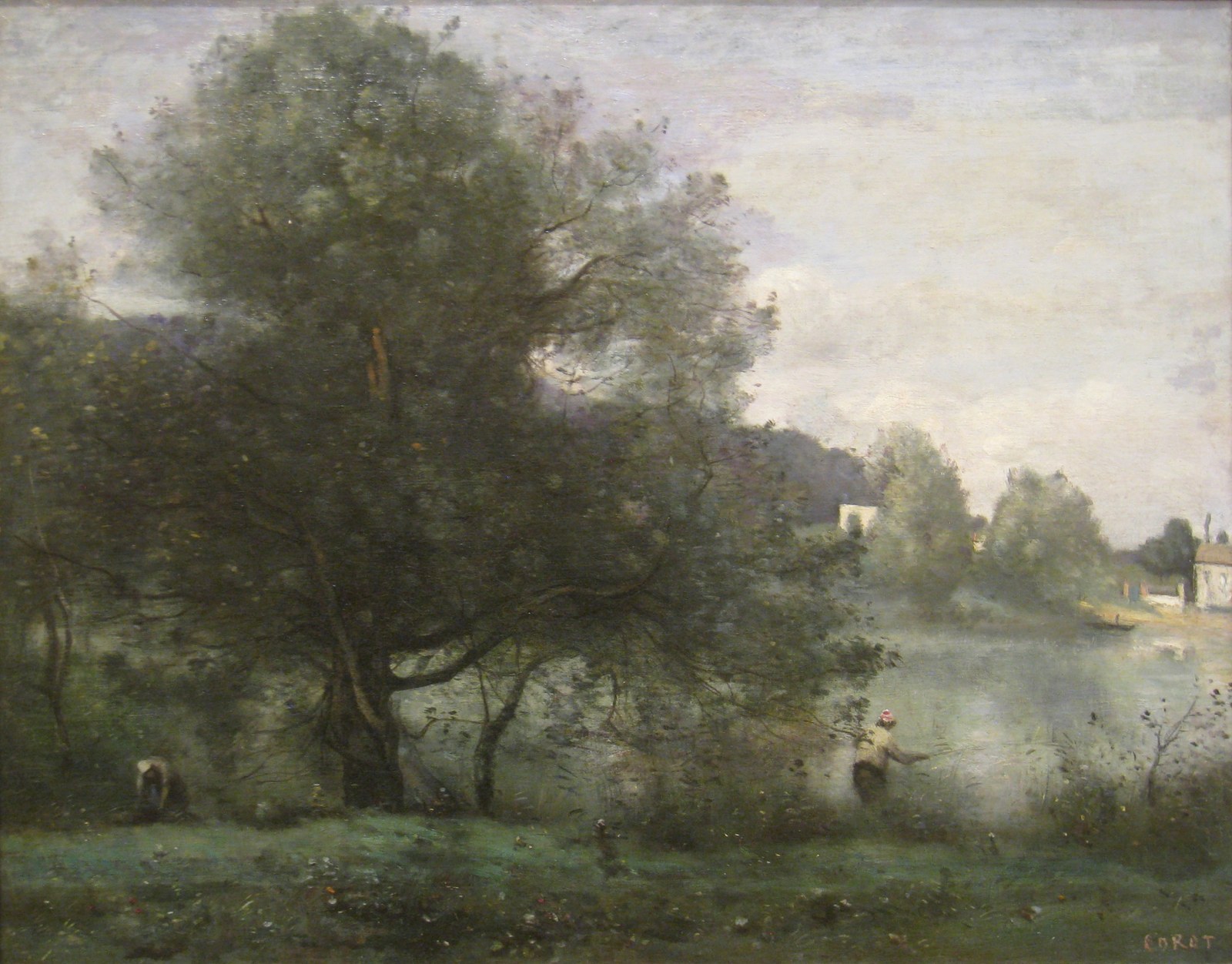 An Idyllic Spot at Ville-d'Avray—A Fisherman on the Banks of the Pond