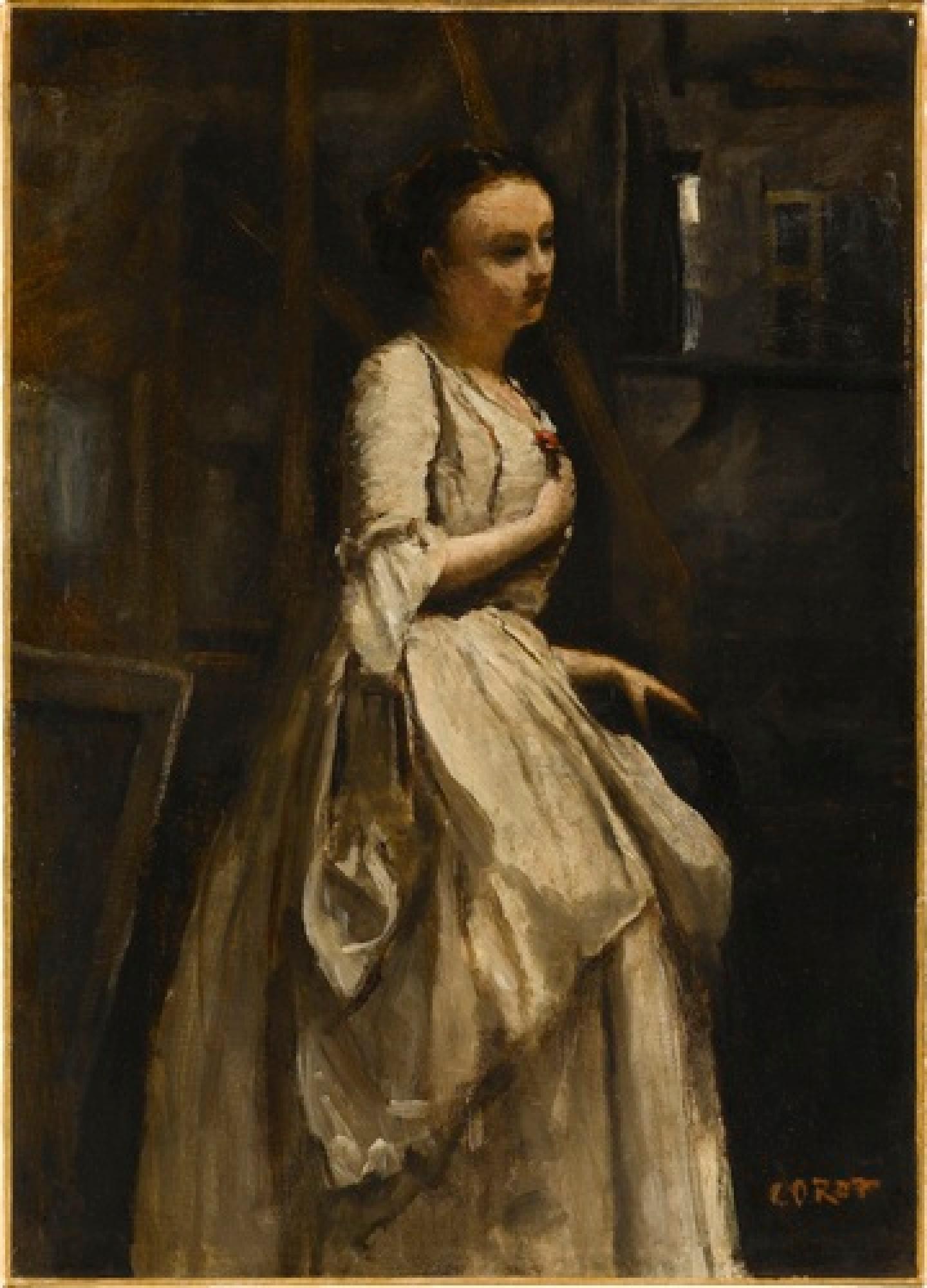 Maid with red flower