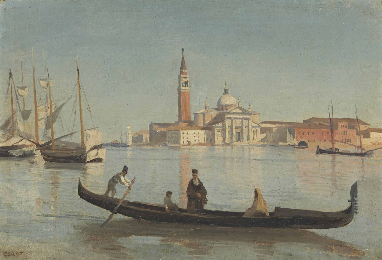 View of Venice with Gondola walkers