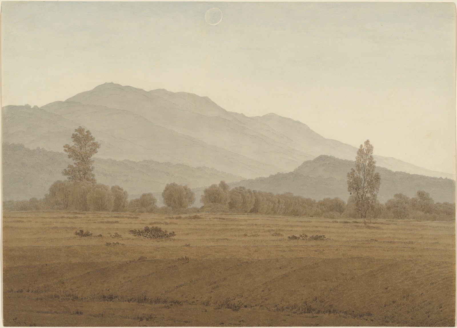New Moon above the Riesengebirge Mountains