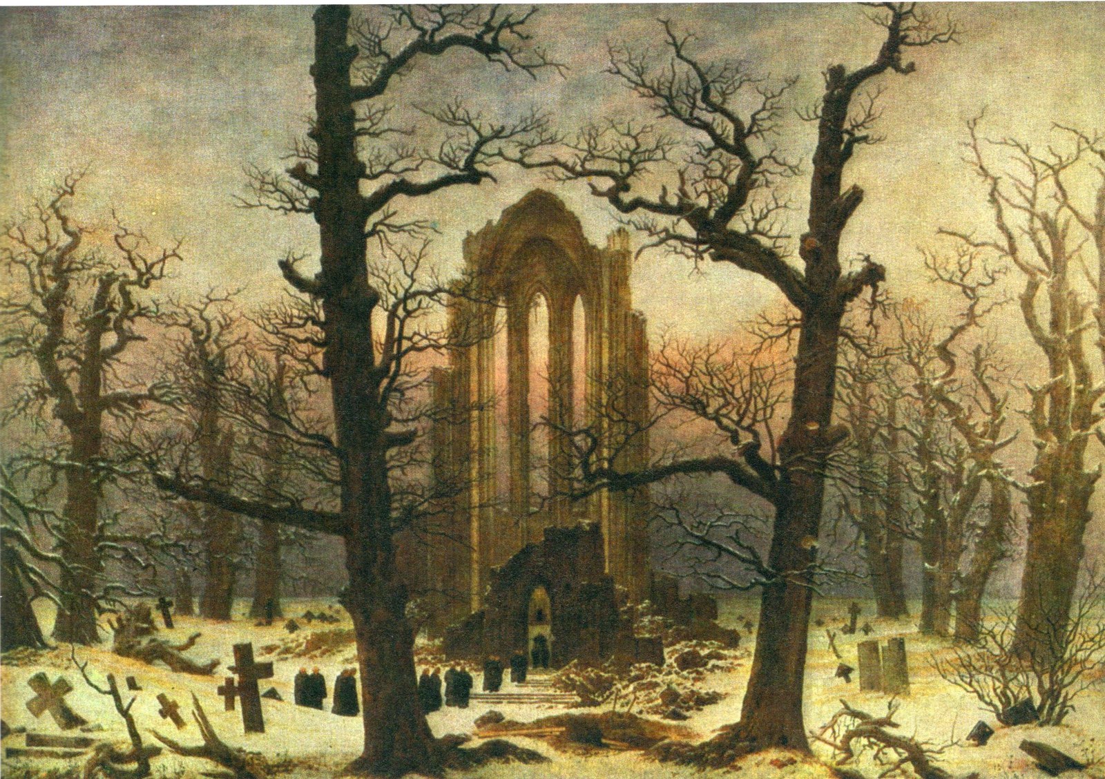 Monastery cemetery in snow