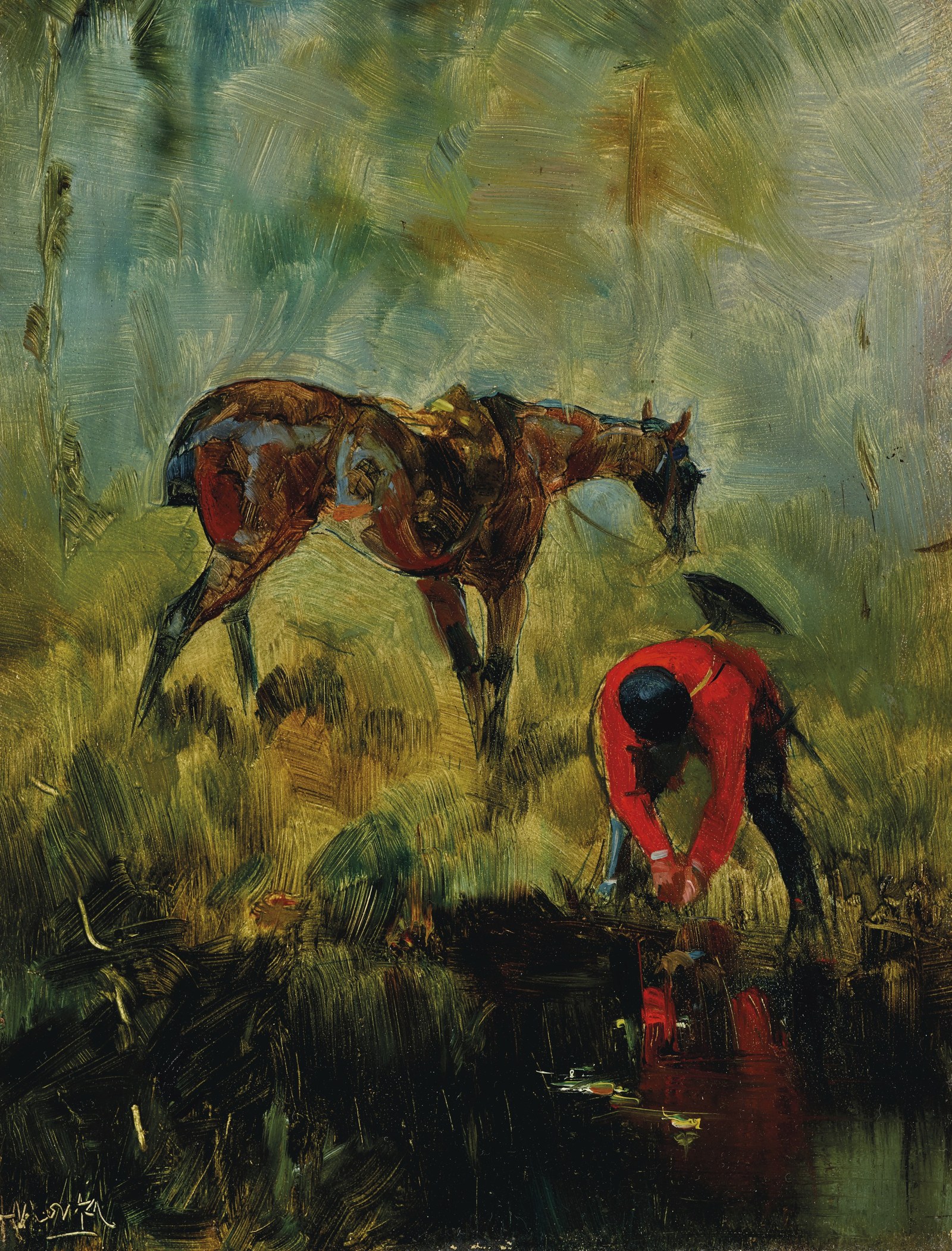 Hunting horse and hounds