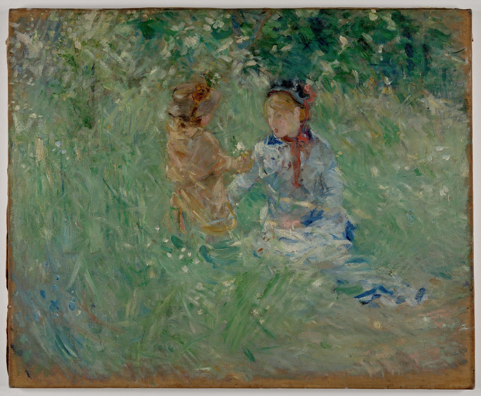 Woman and Child in a Meadow at Bougival